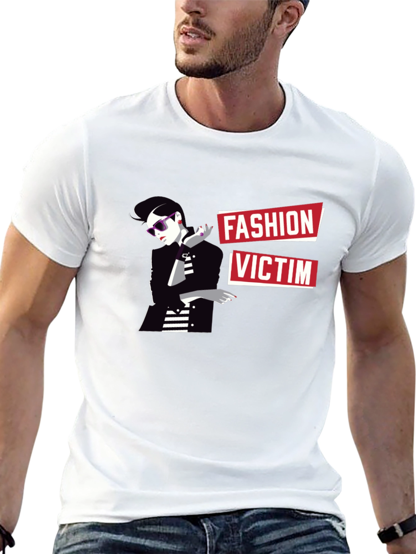 Fashion Victim Graphic Tee - Stylish Black T-Shirt