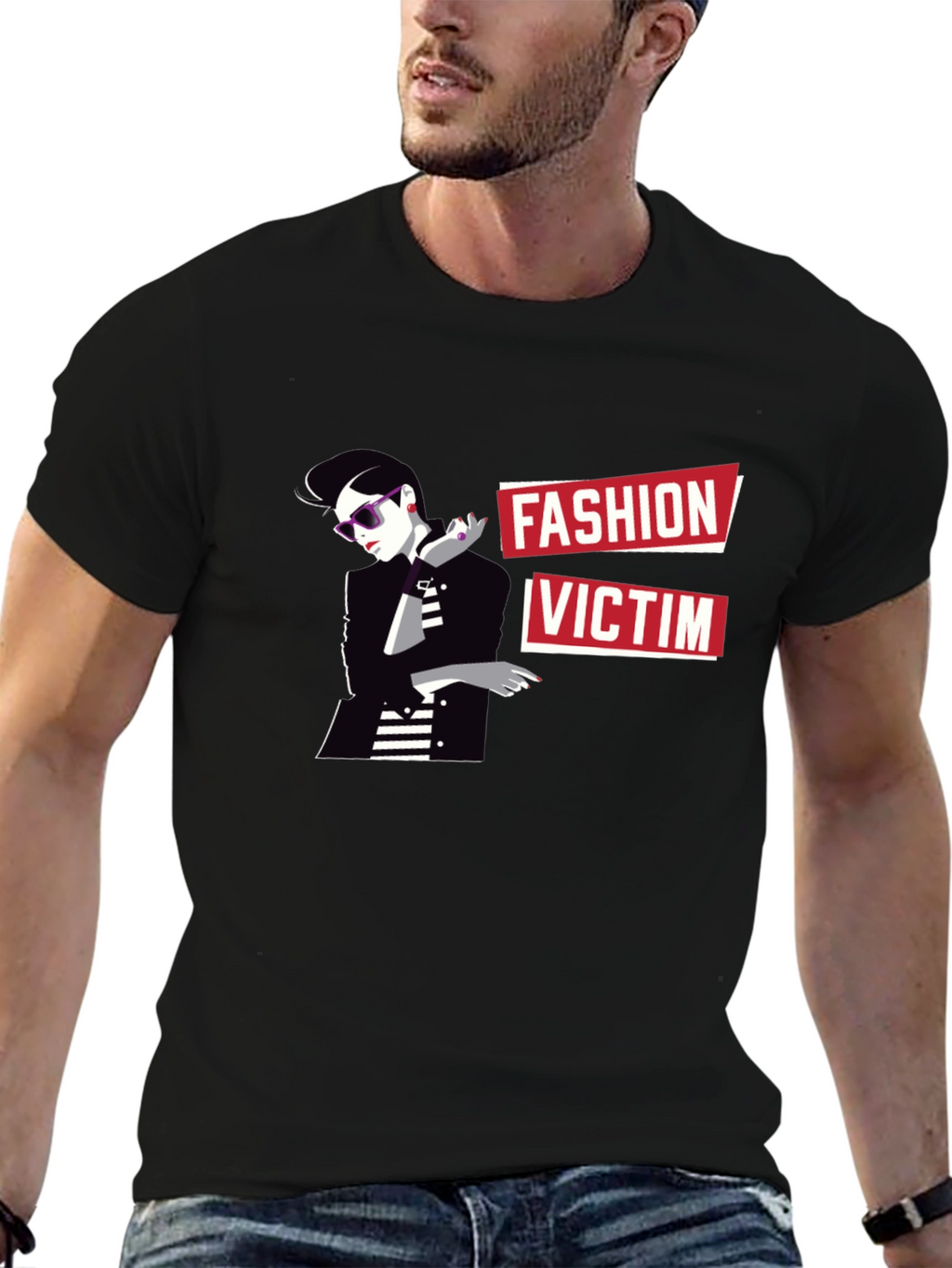 Fashion Victim Graphic Tee - Stylish Black T-Shirt