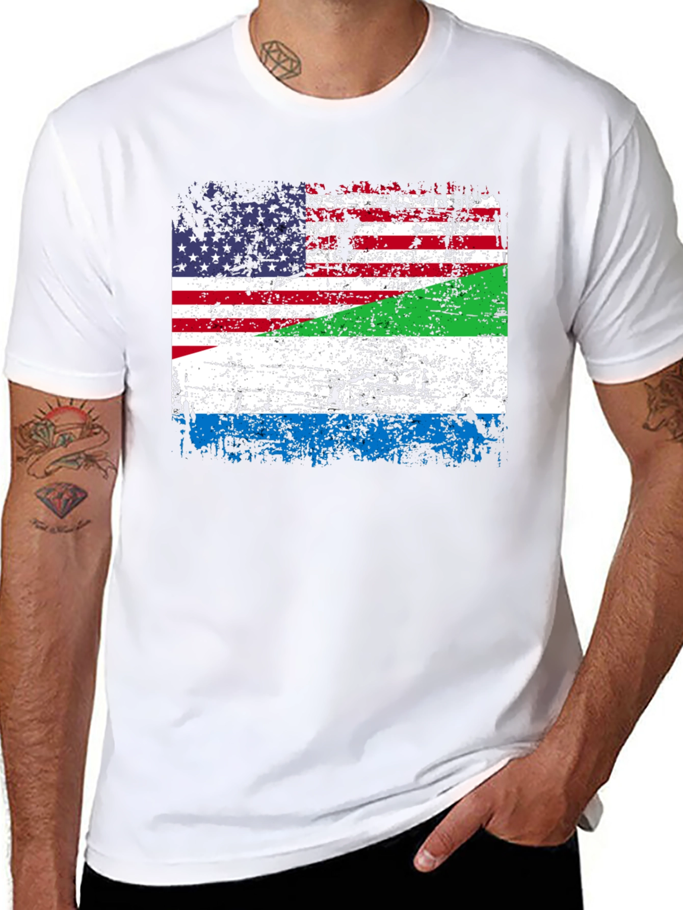 USA Sierra Leone Flag Graphic T-Shirt
