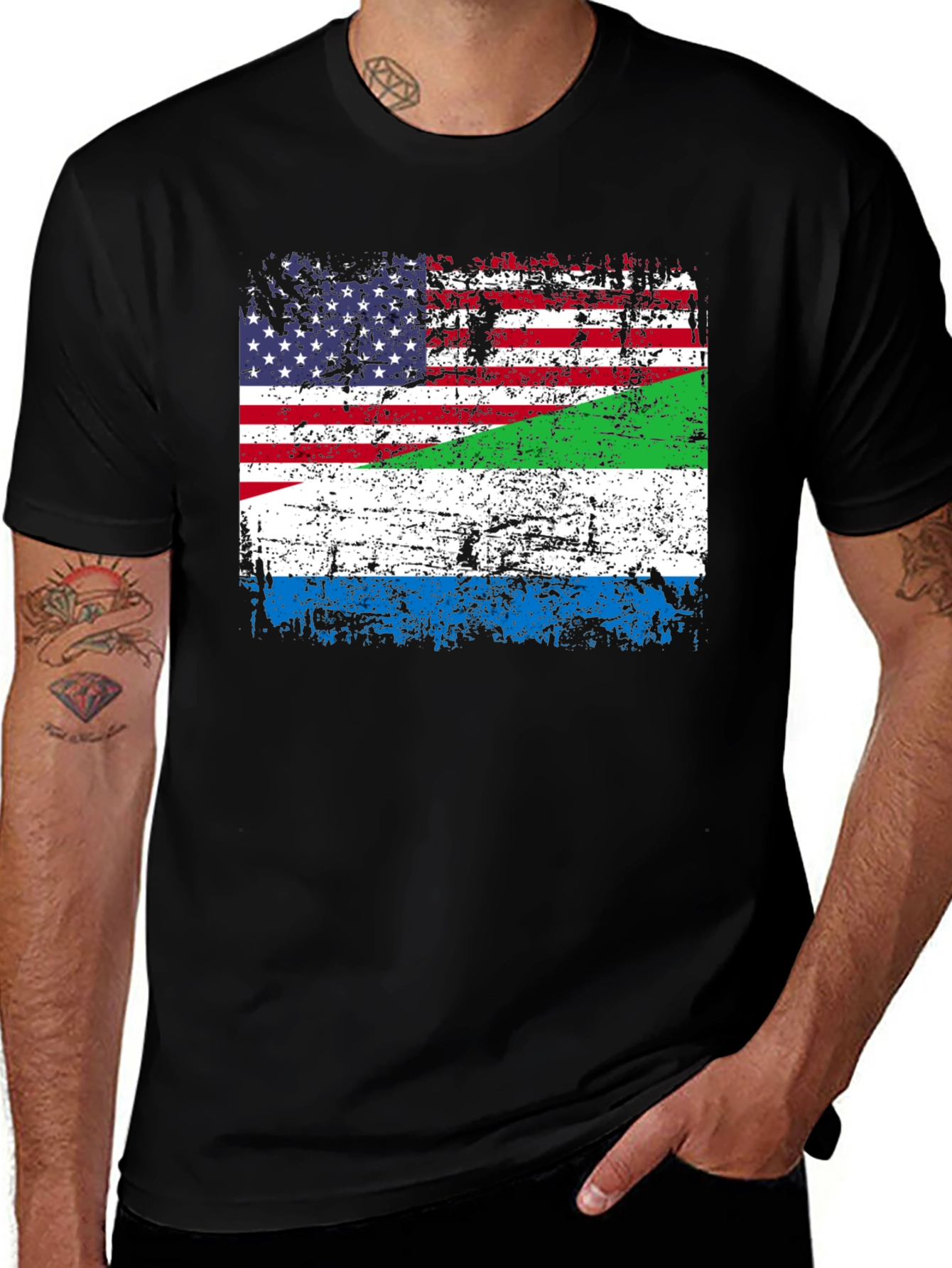 USA Sierra Leone Flag Graphic T-Shirt