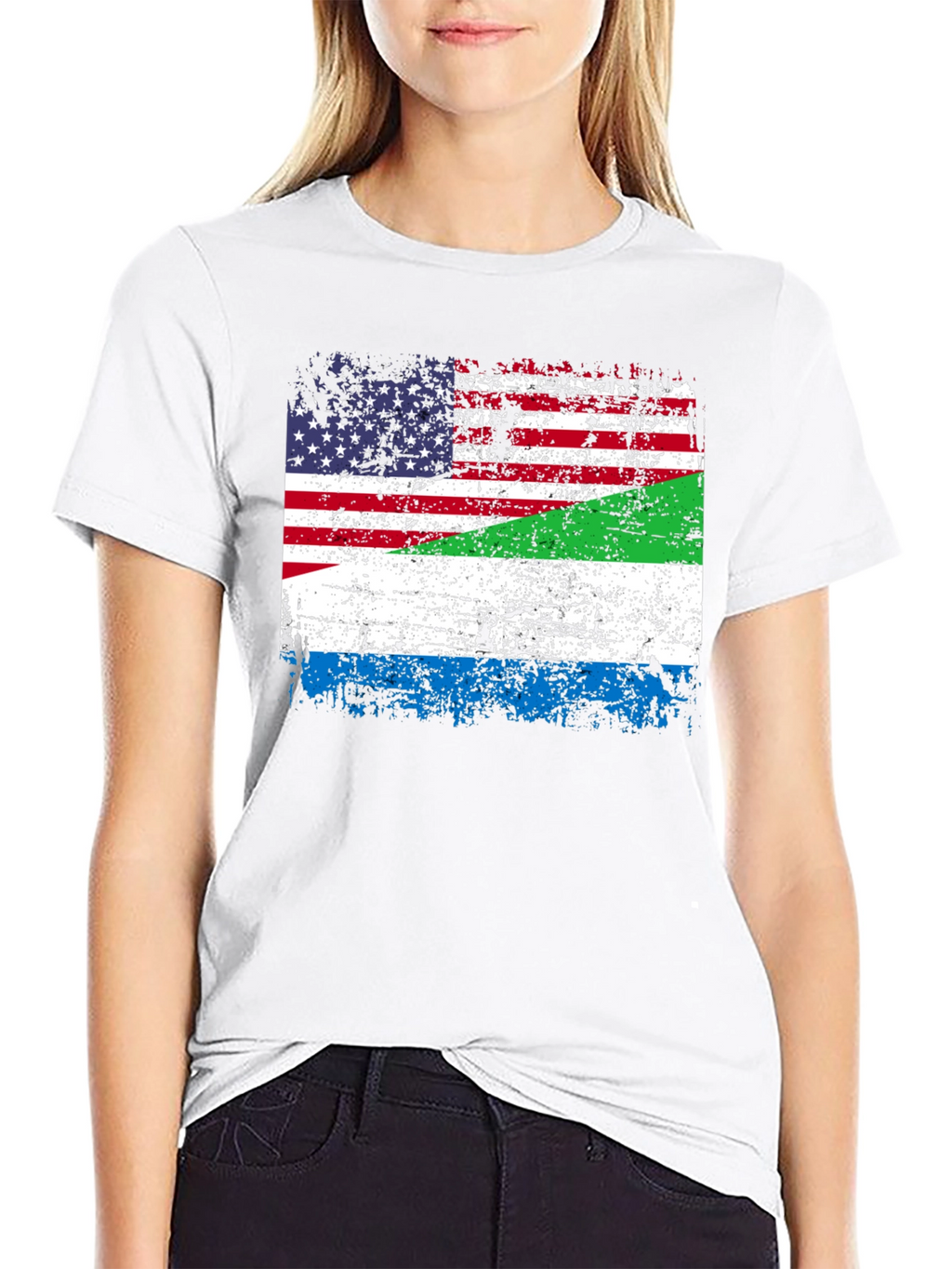 USA Sierra Leone Flag Graphic T-Shirt