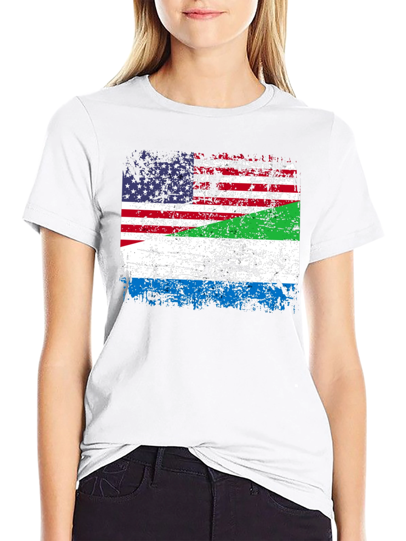USA Sierra Leone Flag Graphic T-Shirt