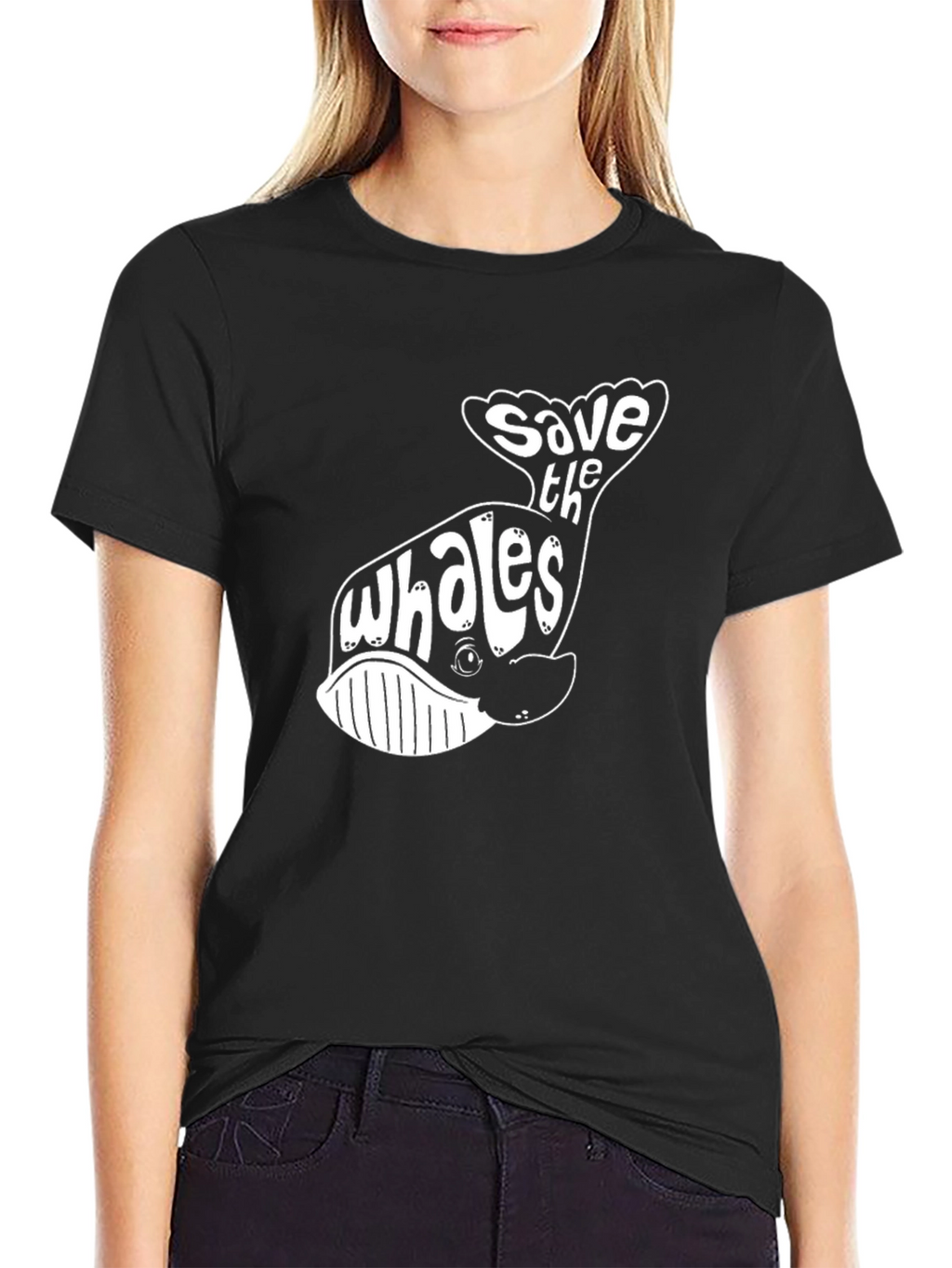 Save the Whales Graphic T-Shirt - Black
