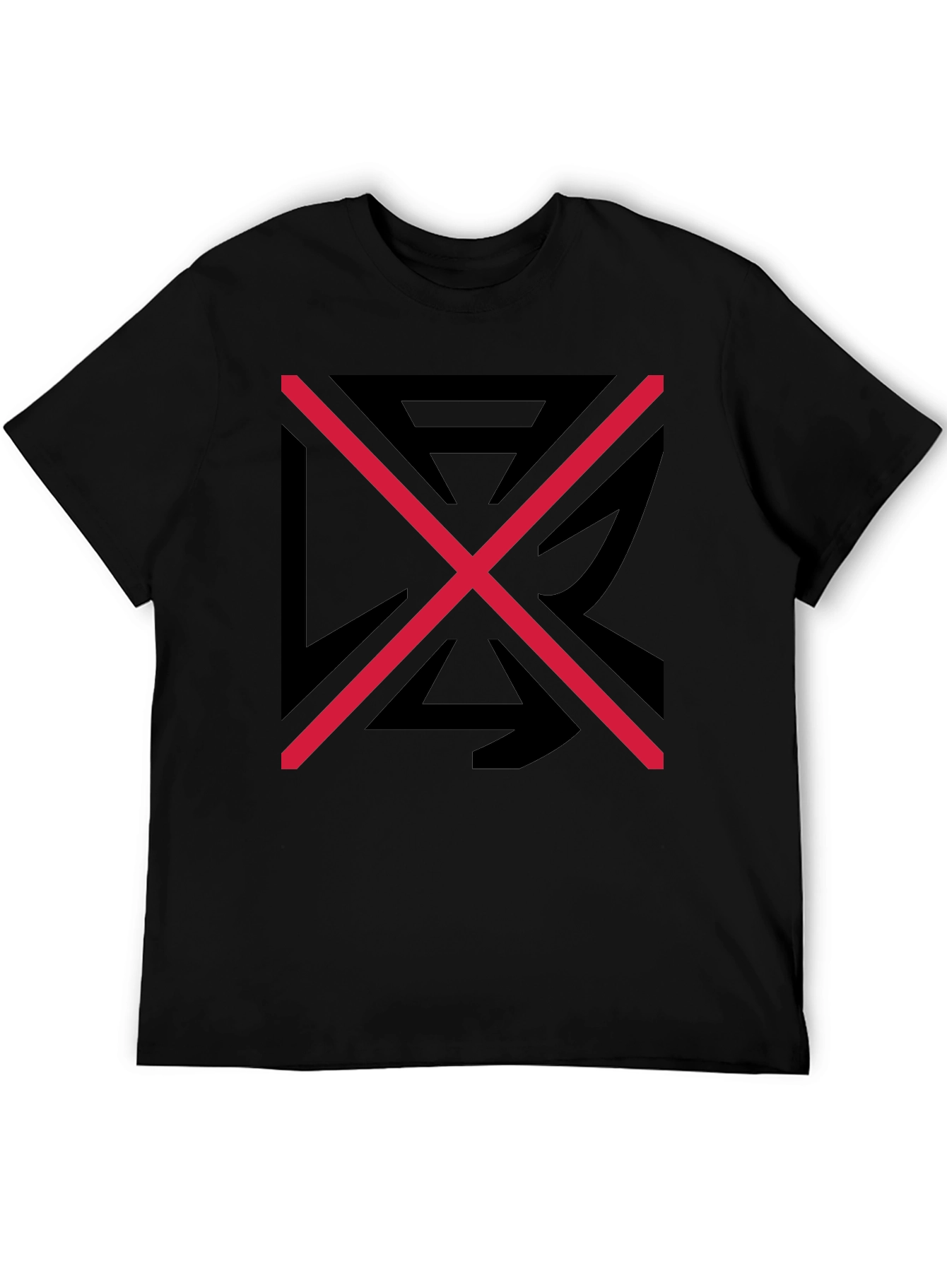 Graphic Tee: Black Shirt with Red X Design