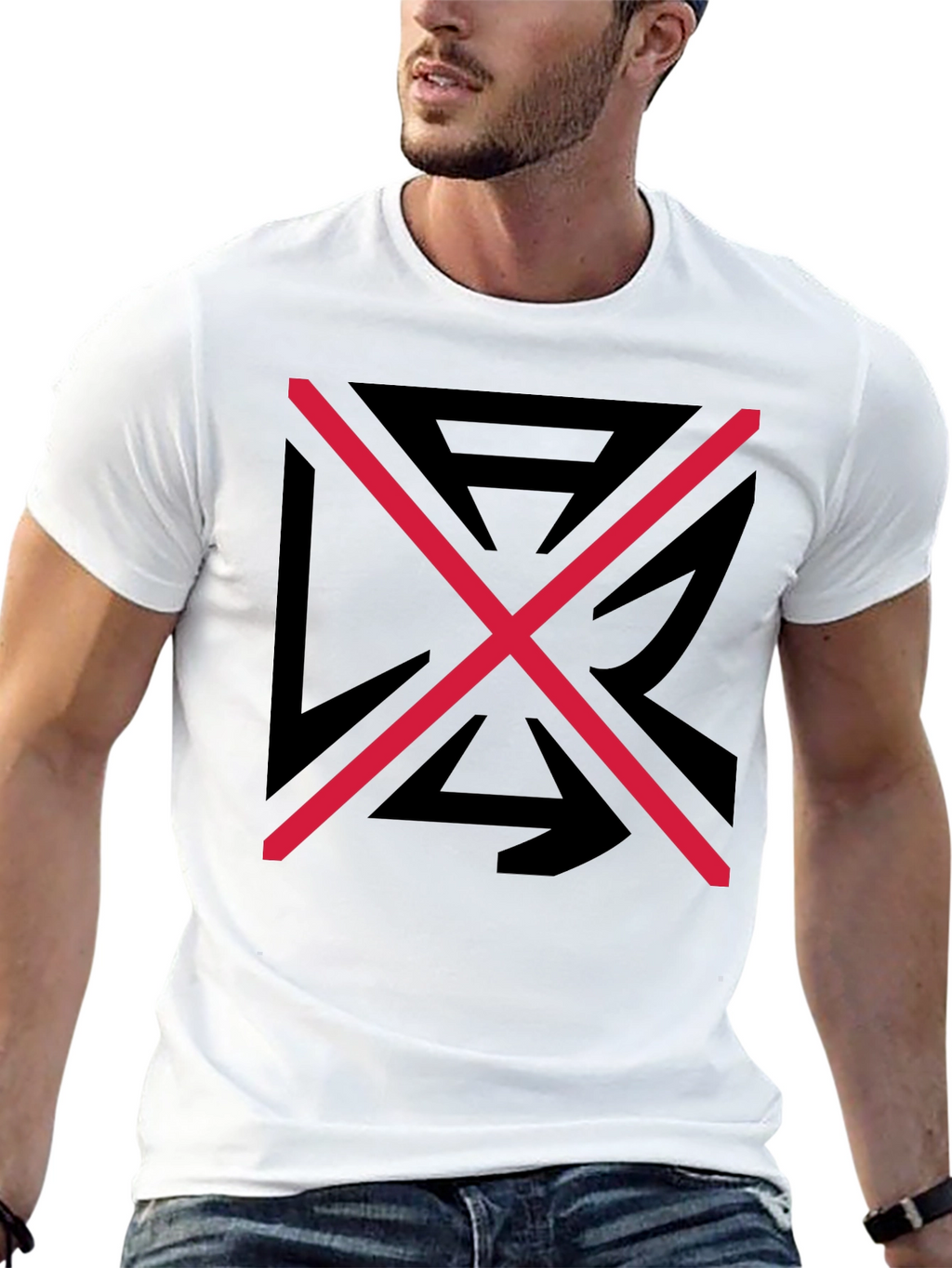 Graphic Tee: Black Shirt with Red X Design