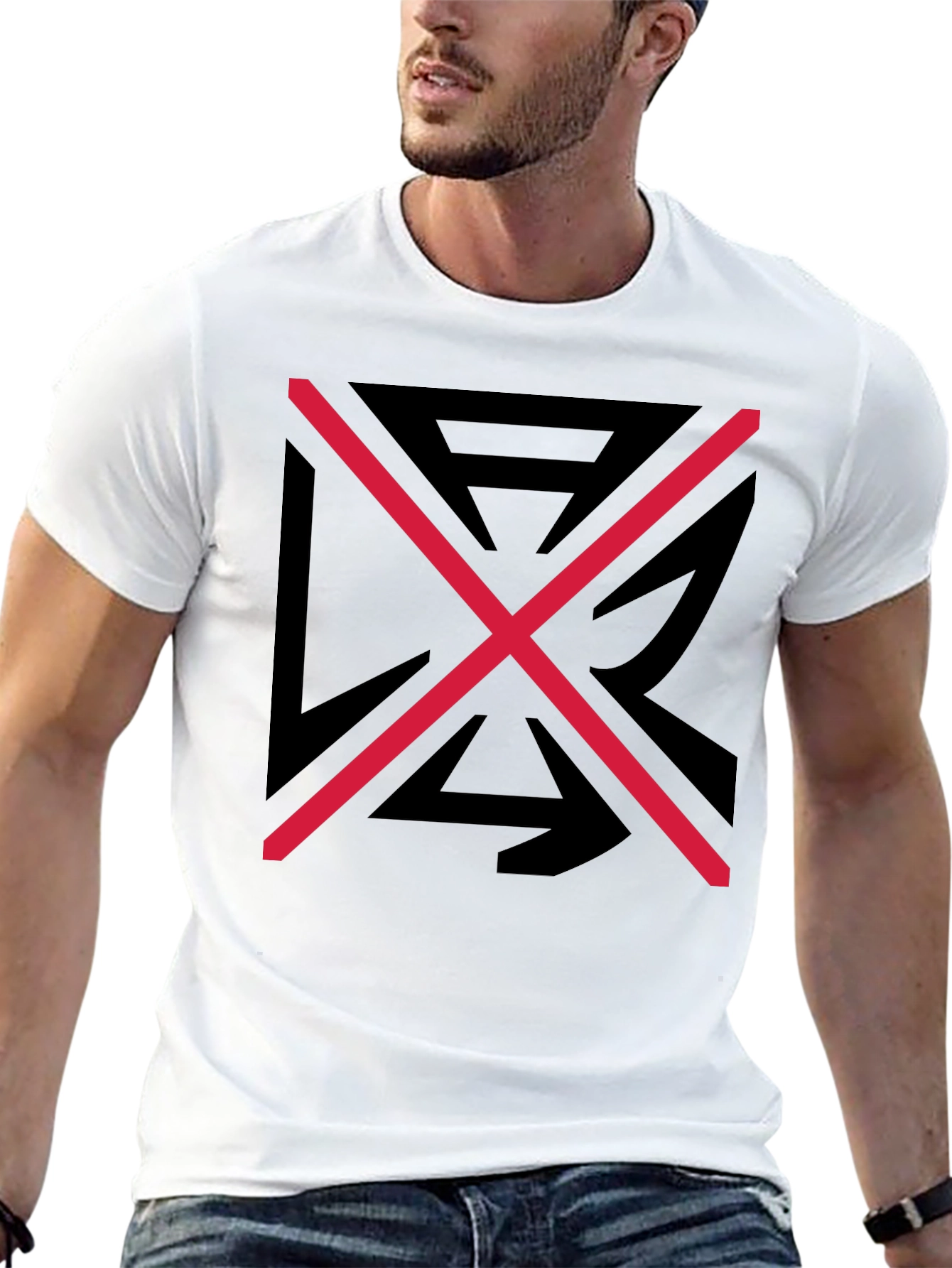 Graphic Tee: Black Shirt with Red X Design