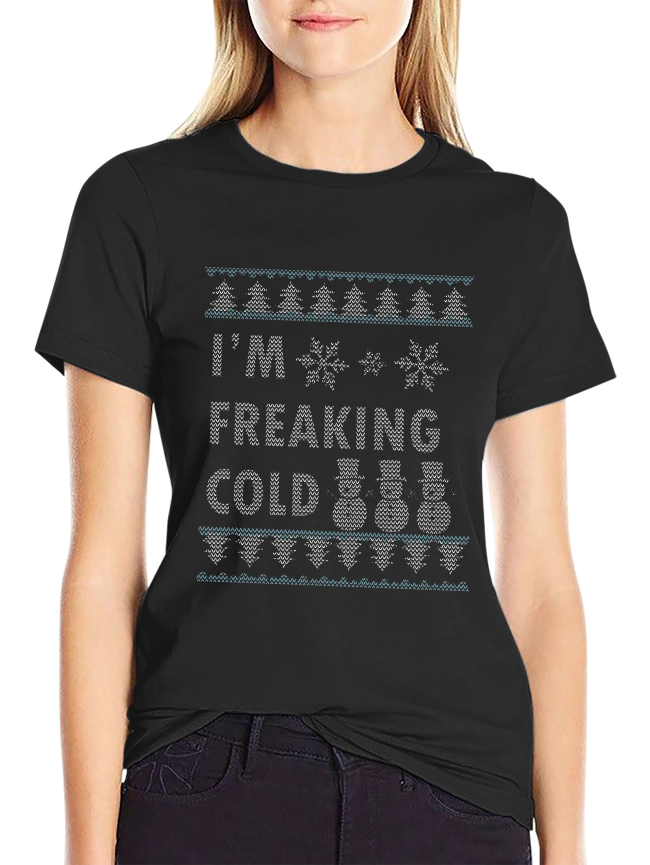 Funny Im Freaking Cold Winter Knit T-Shirt