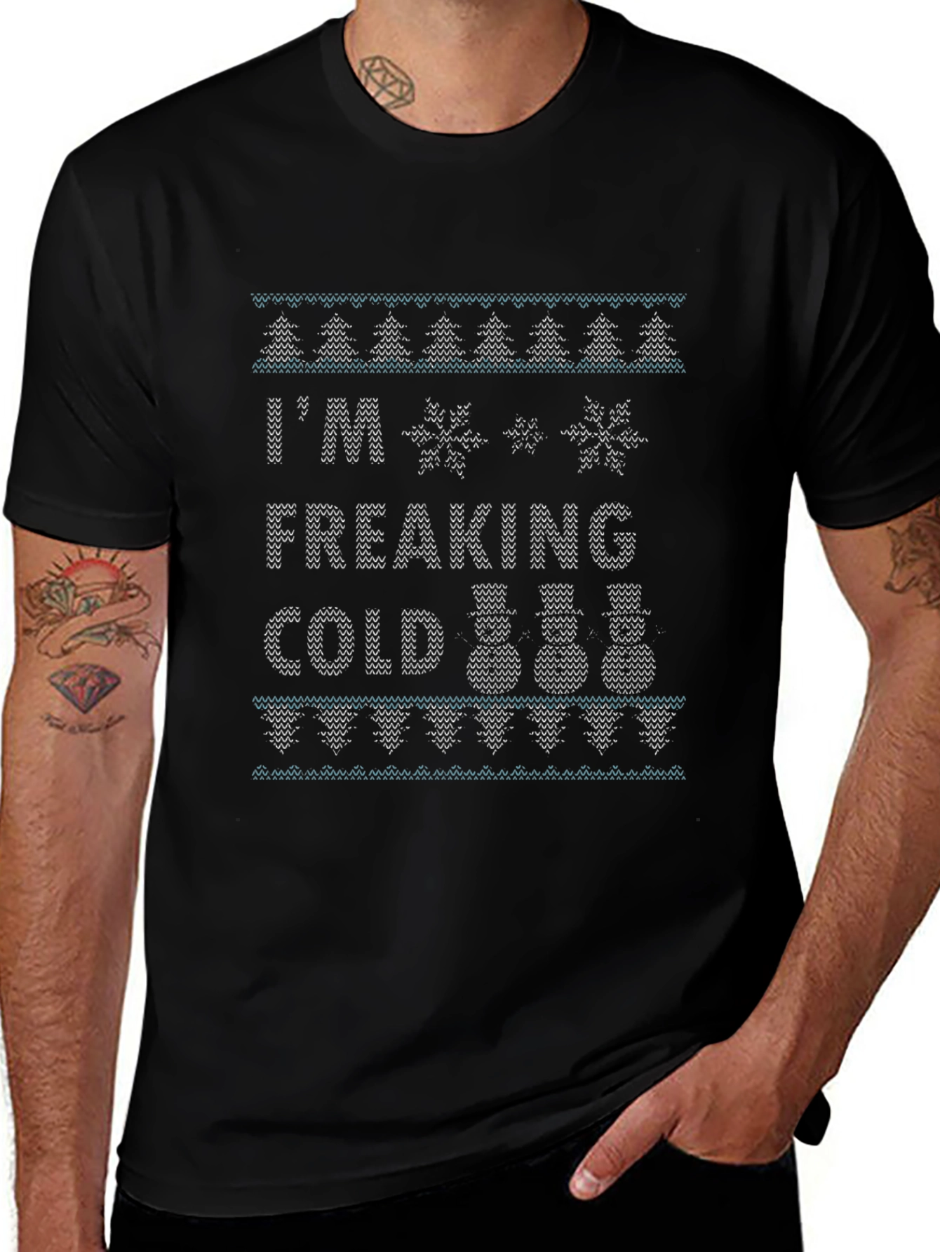 Funny Im Freaking Cold Winter Knit T-Shirt