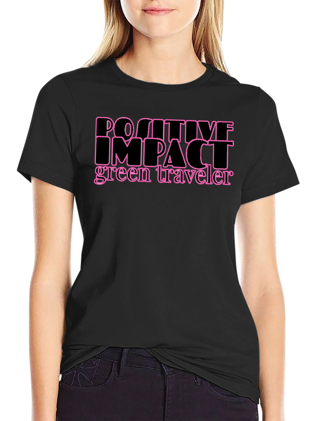 Positive Impact Green Traveler Black T-Shirt