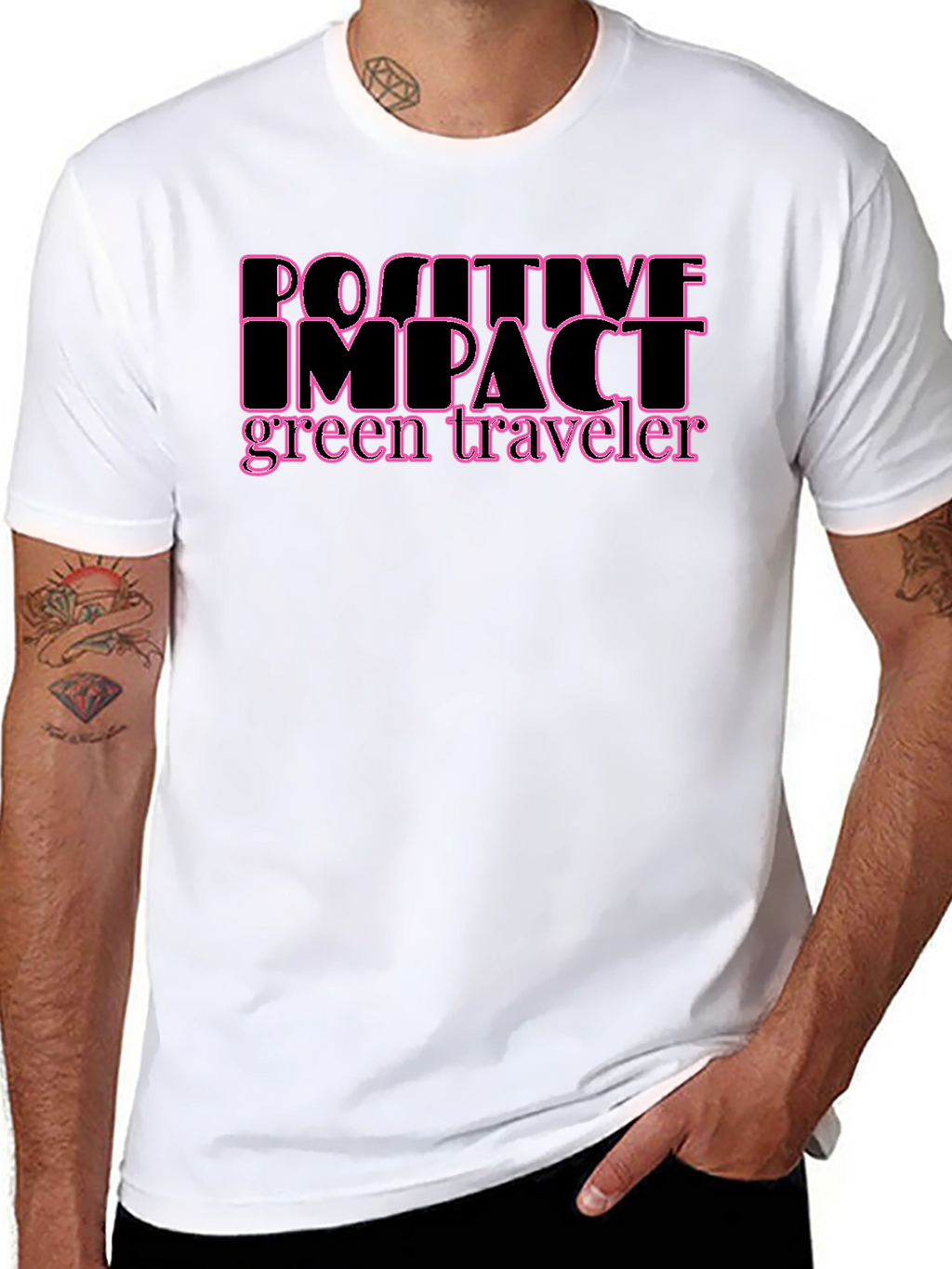 Positive Impact Green Traveler Black T-Shirt