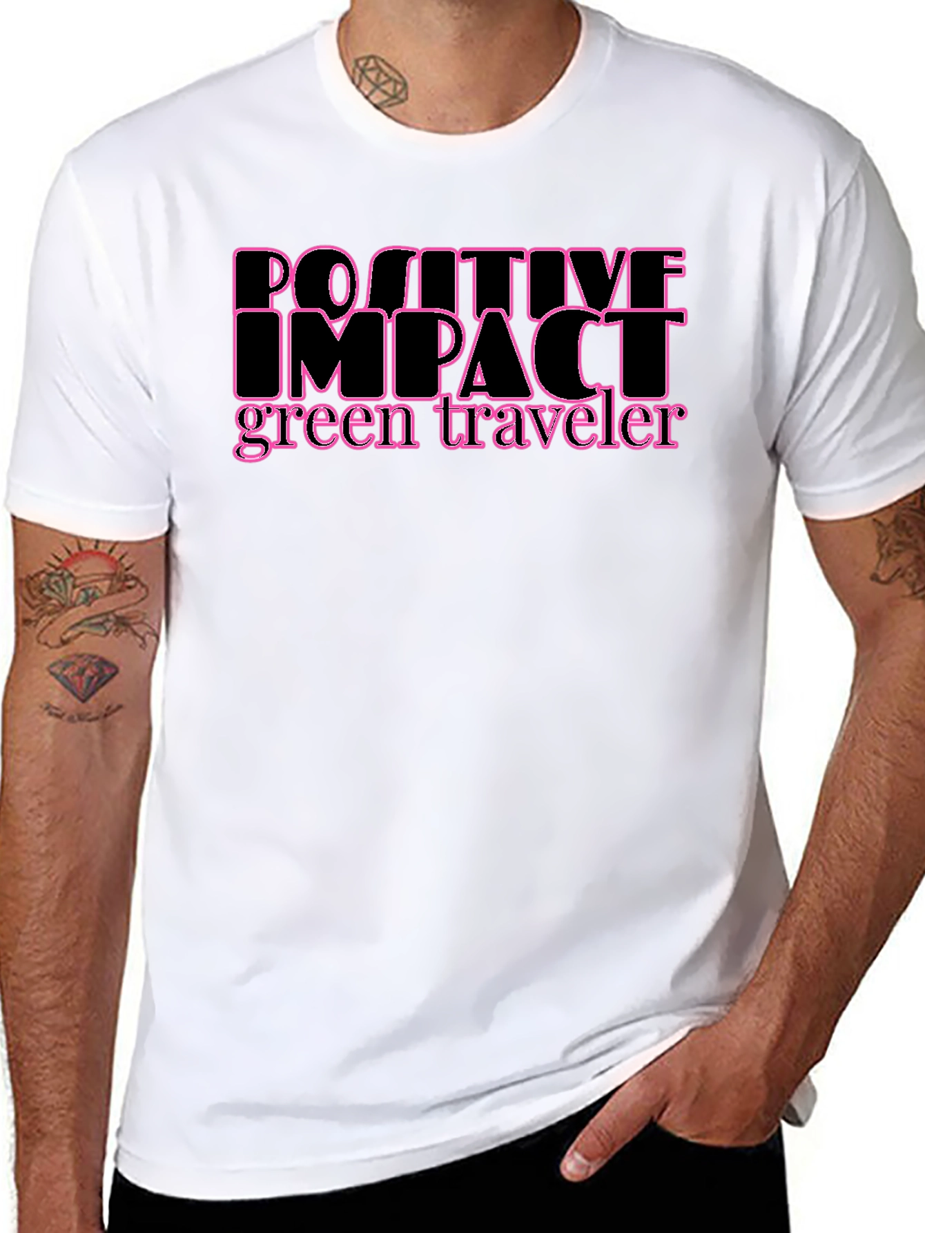 Positive Impact Green Traveler Black T-Shirt