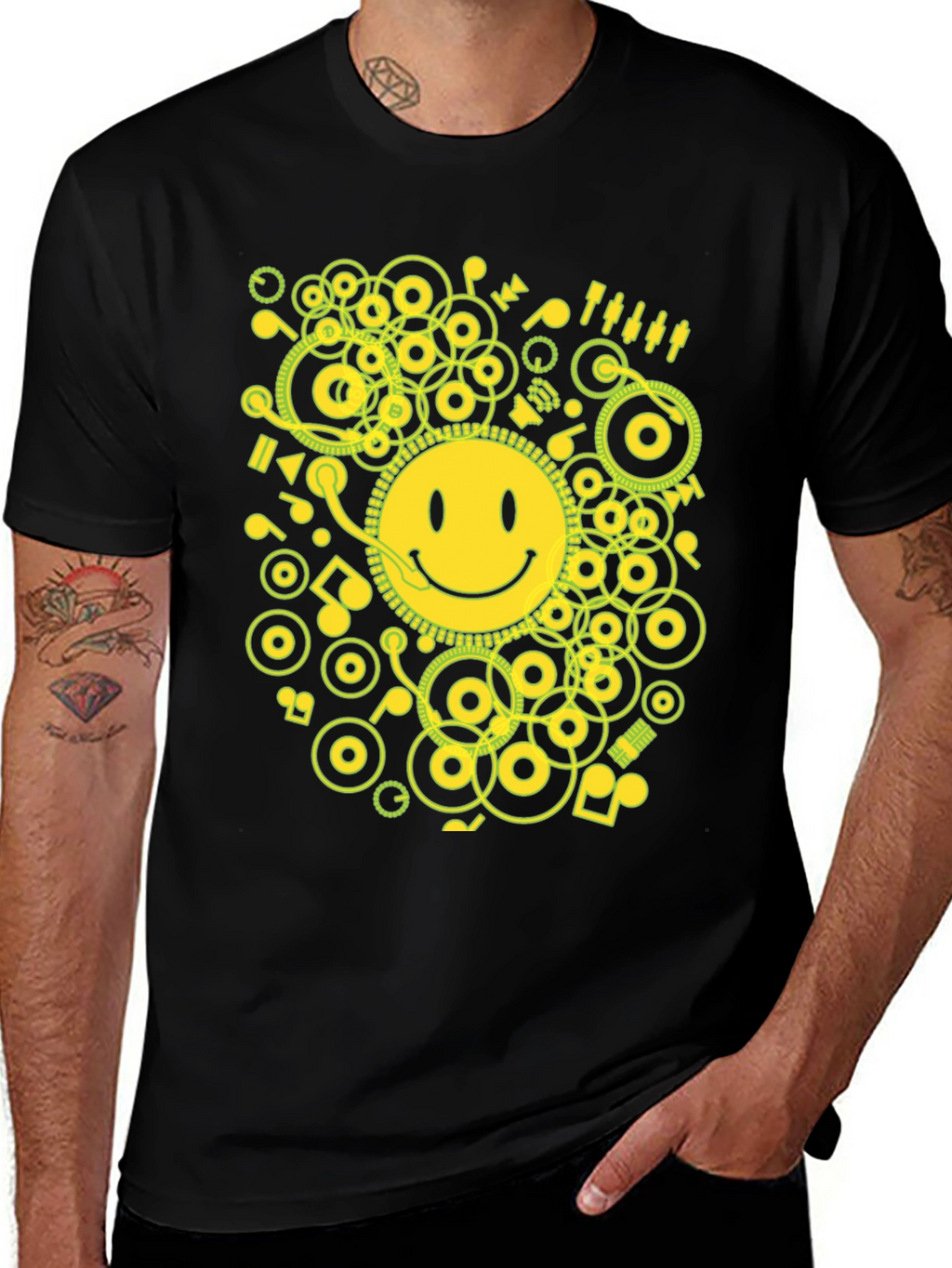 Smiley Face Graphic T-Shirt - Music Lover