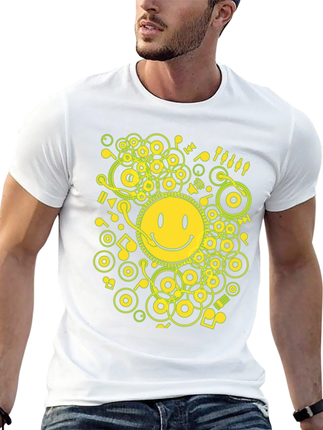 Smiley Face Graphic T-Shirt - Music Lover