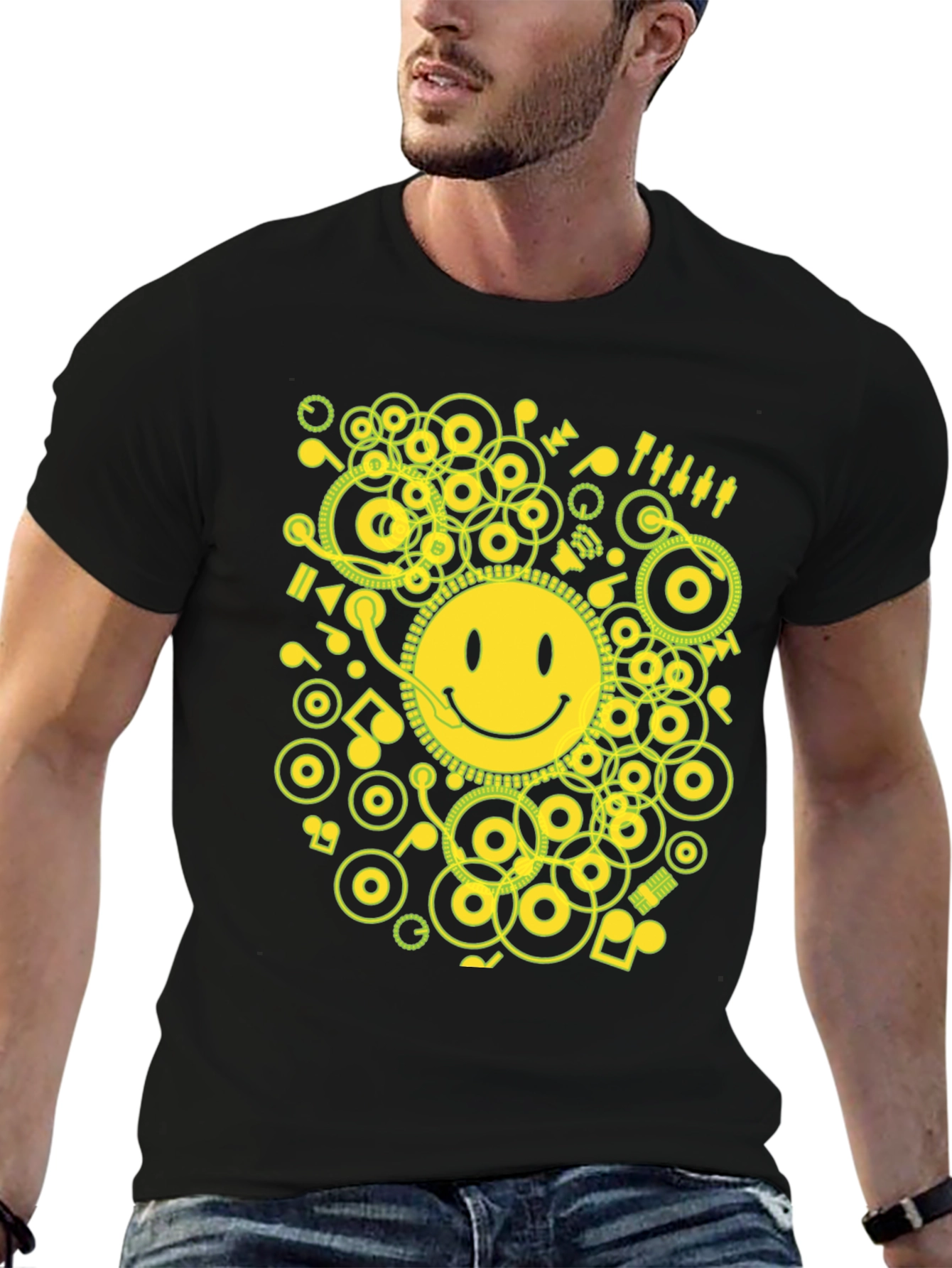 Smiley Face Graphic T-Shirt - Music Lover