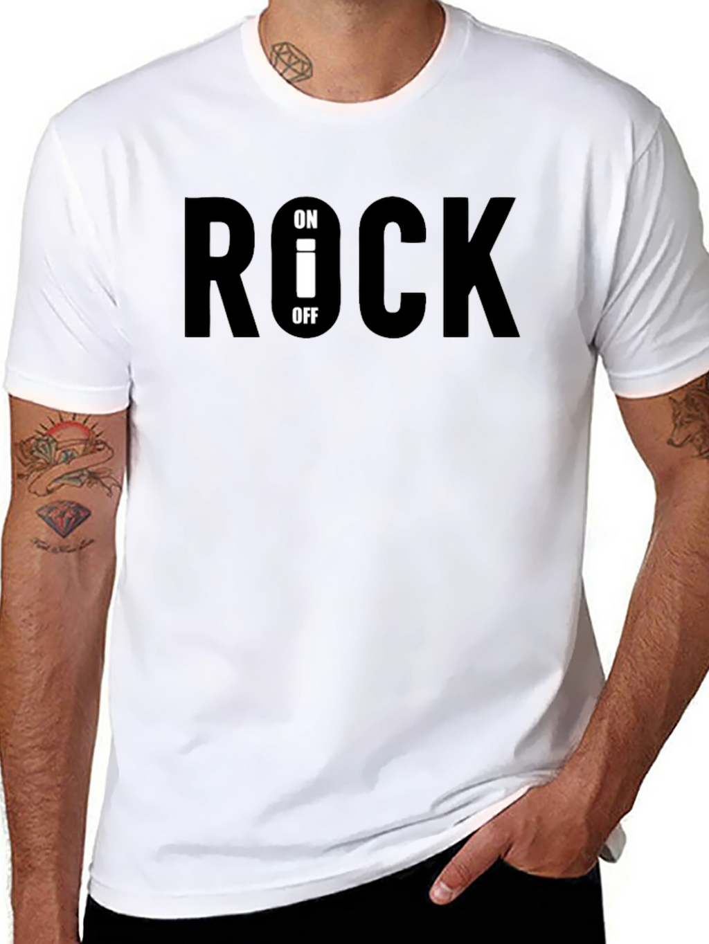 Rock On/Off Graphic Tee - Black Cotton T-Shirt