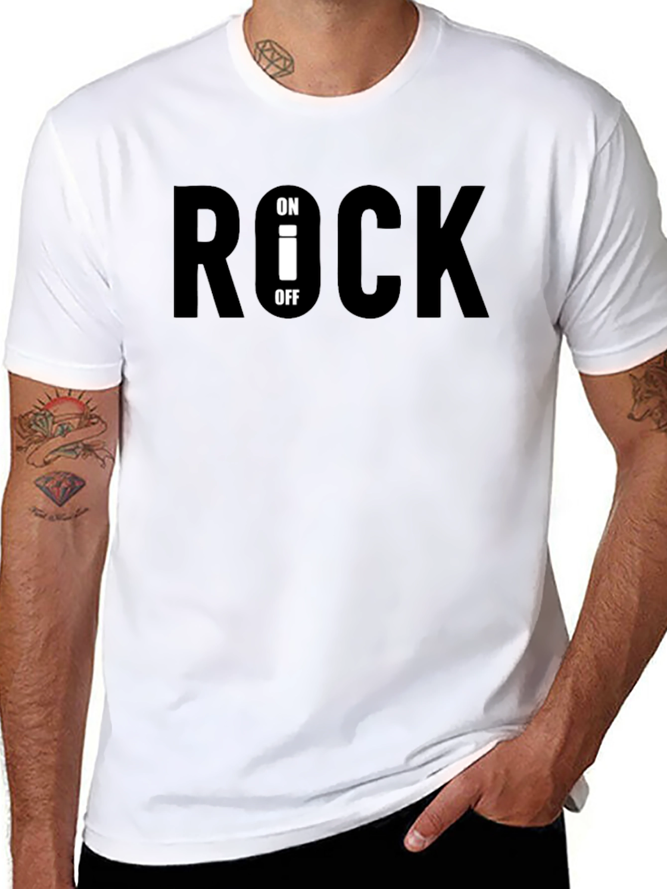 Rock On/Off Graphic Tee - Black Cotton T-Shirt