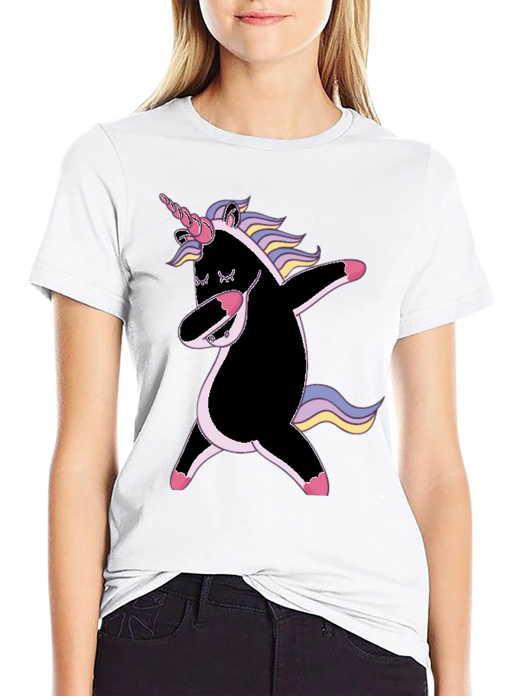 Dabbing Unicorn Graphic Tee - Black