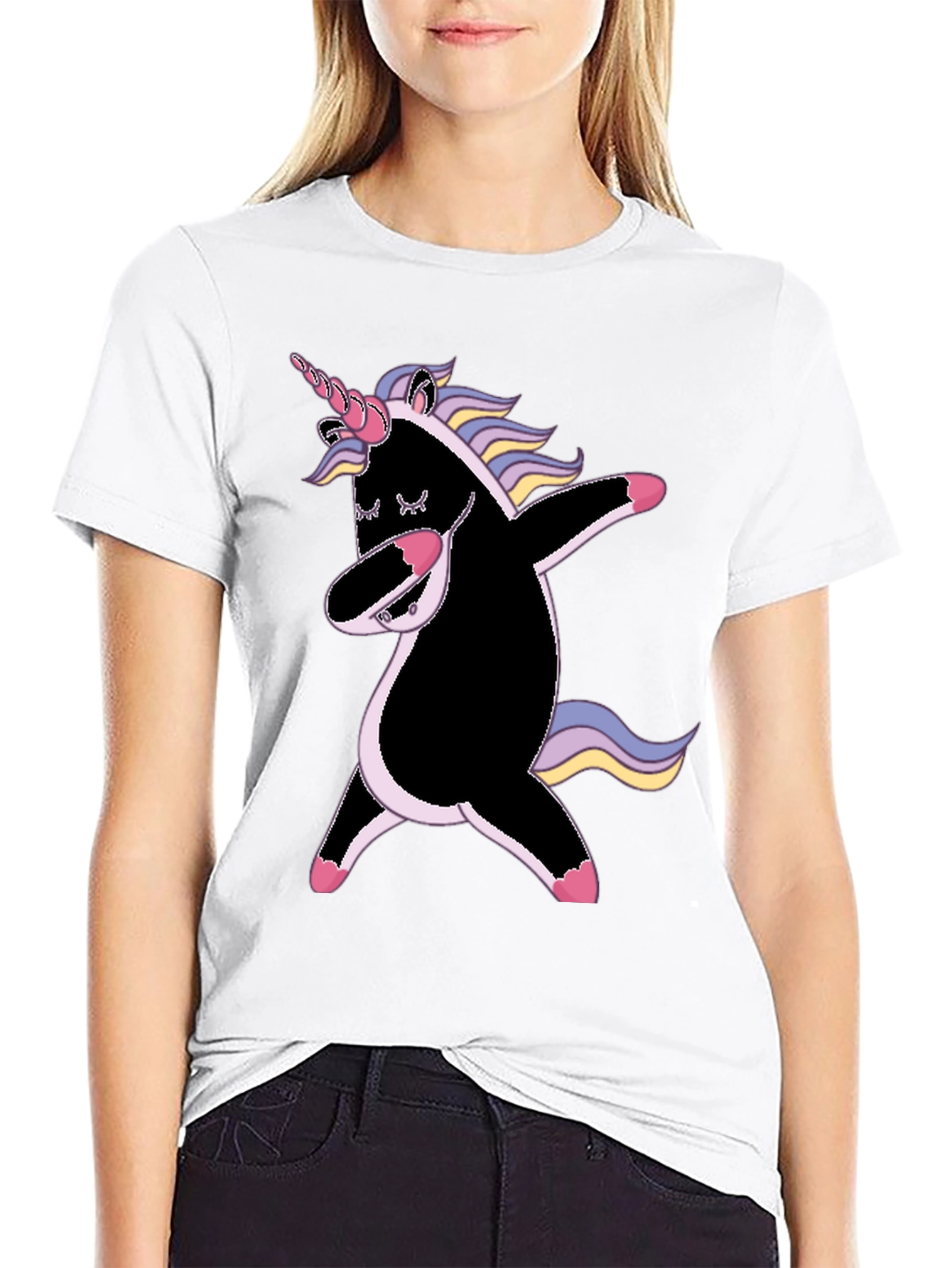 Dabbing Unicorn Graphic Tee - Black