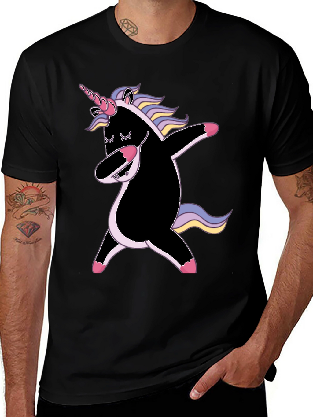 Dabbing Unicorn Graphic Tee - Black
