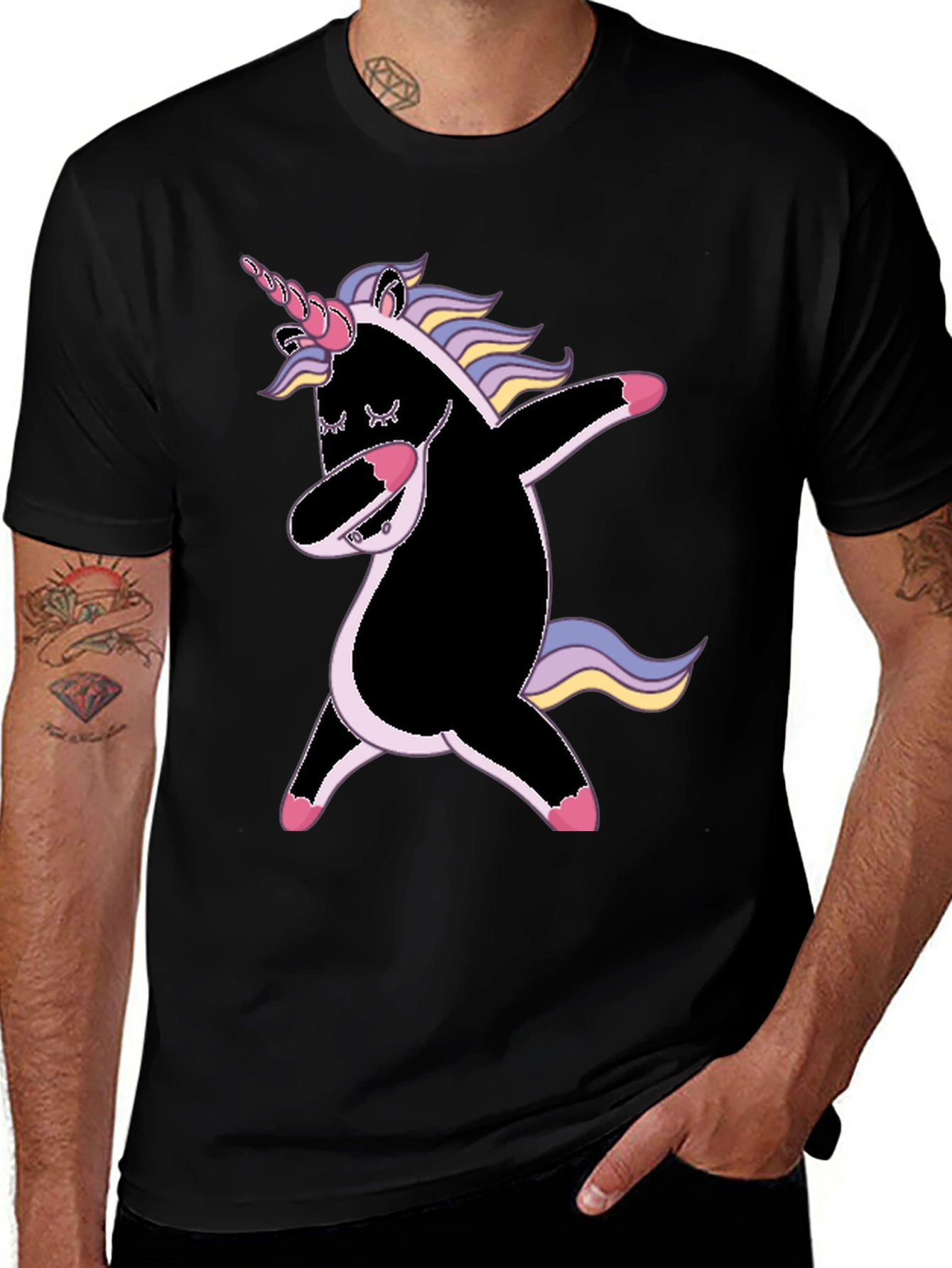 Dabbing Unicorn Graphic Tee - Black