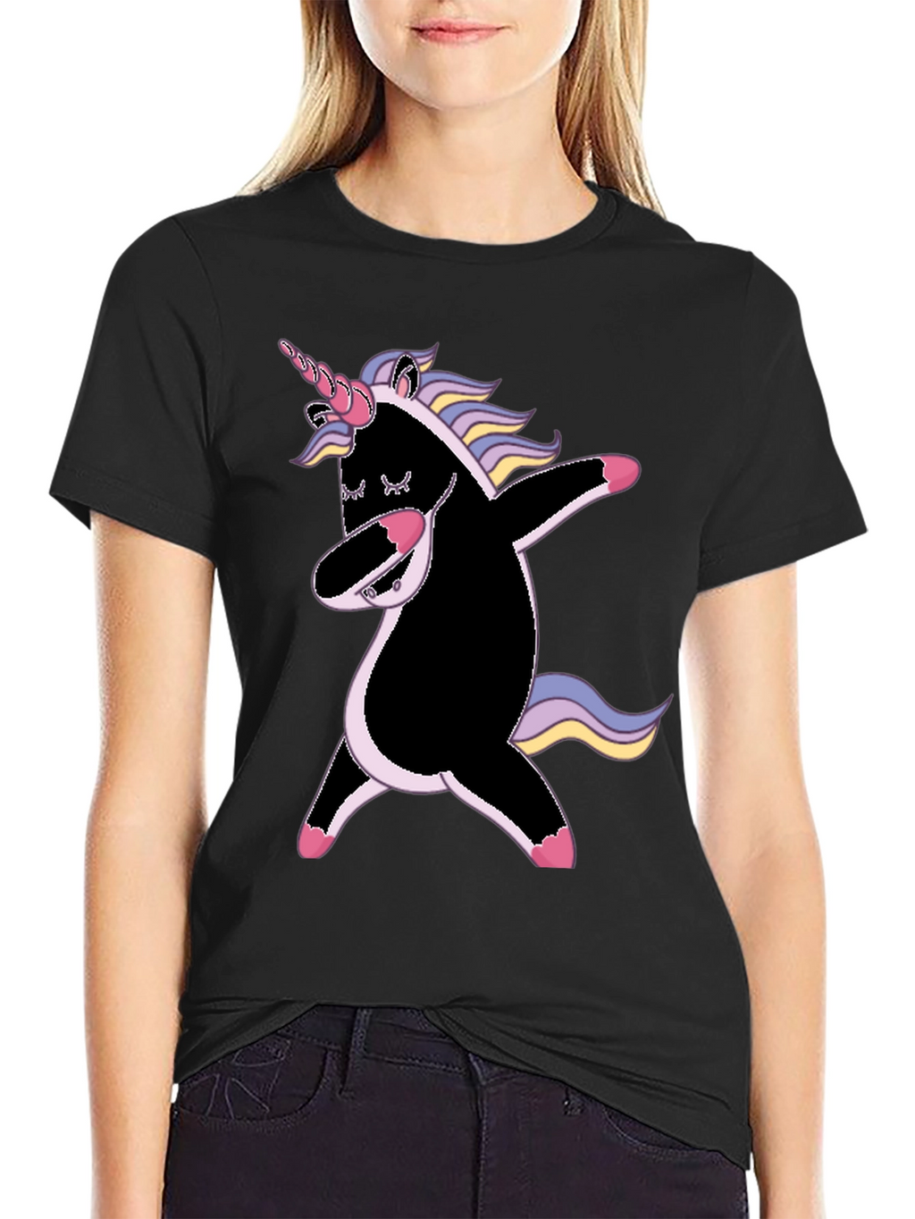 Dabbing Unicorn Graphic Tee - Black