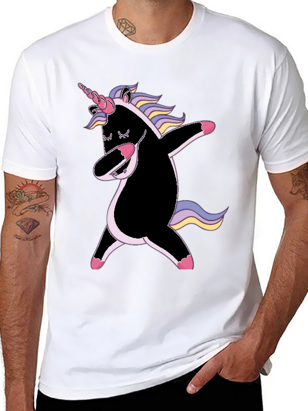 Dabbing Unicorn Graphic Tee - Black