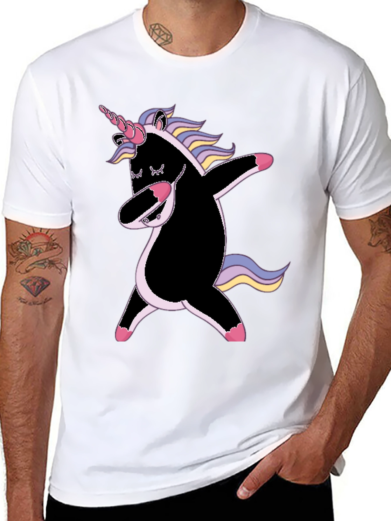 Dabbing Unicorn Graphic Tee - Black