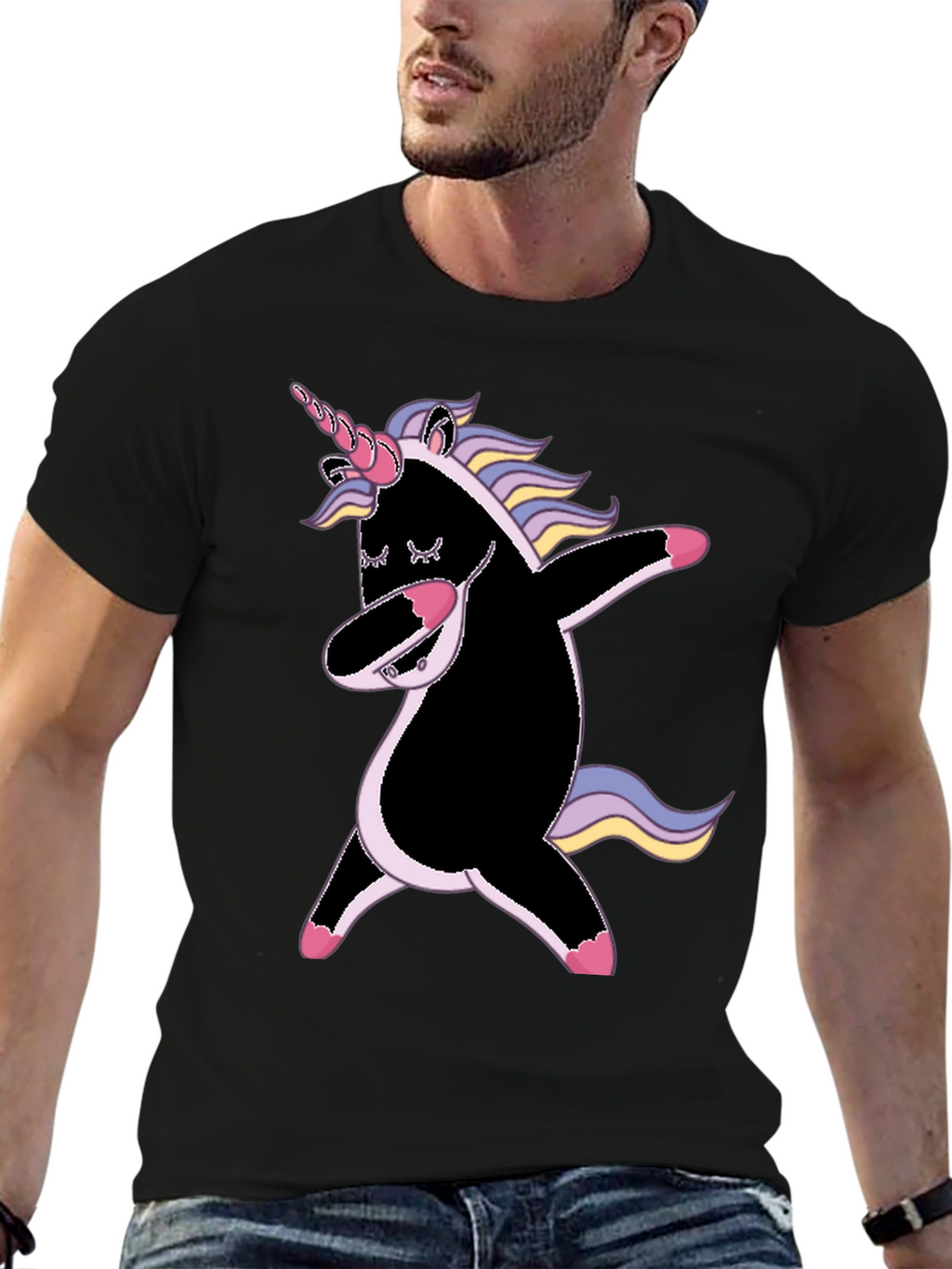 Dabbing Unicorn Graphic Tee - Black