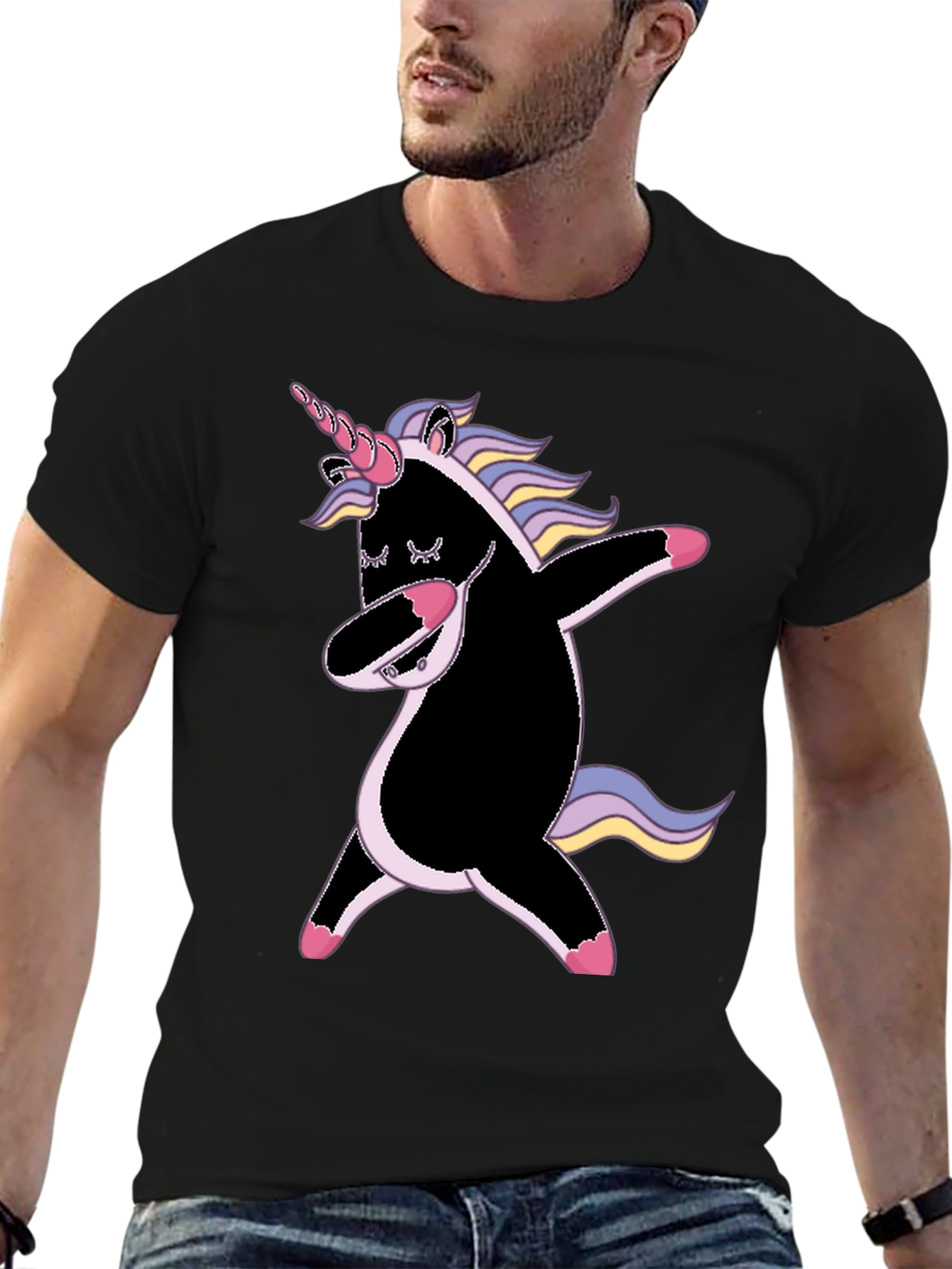 Dabbing Unicorn Graphic Tee - Black