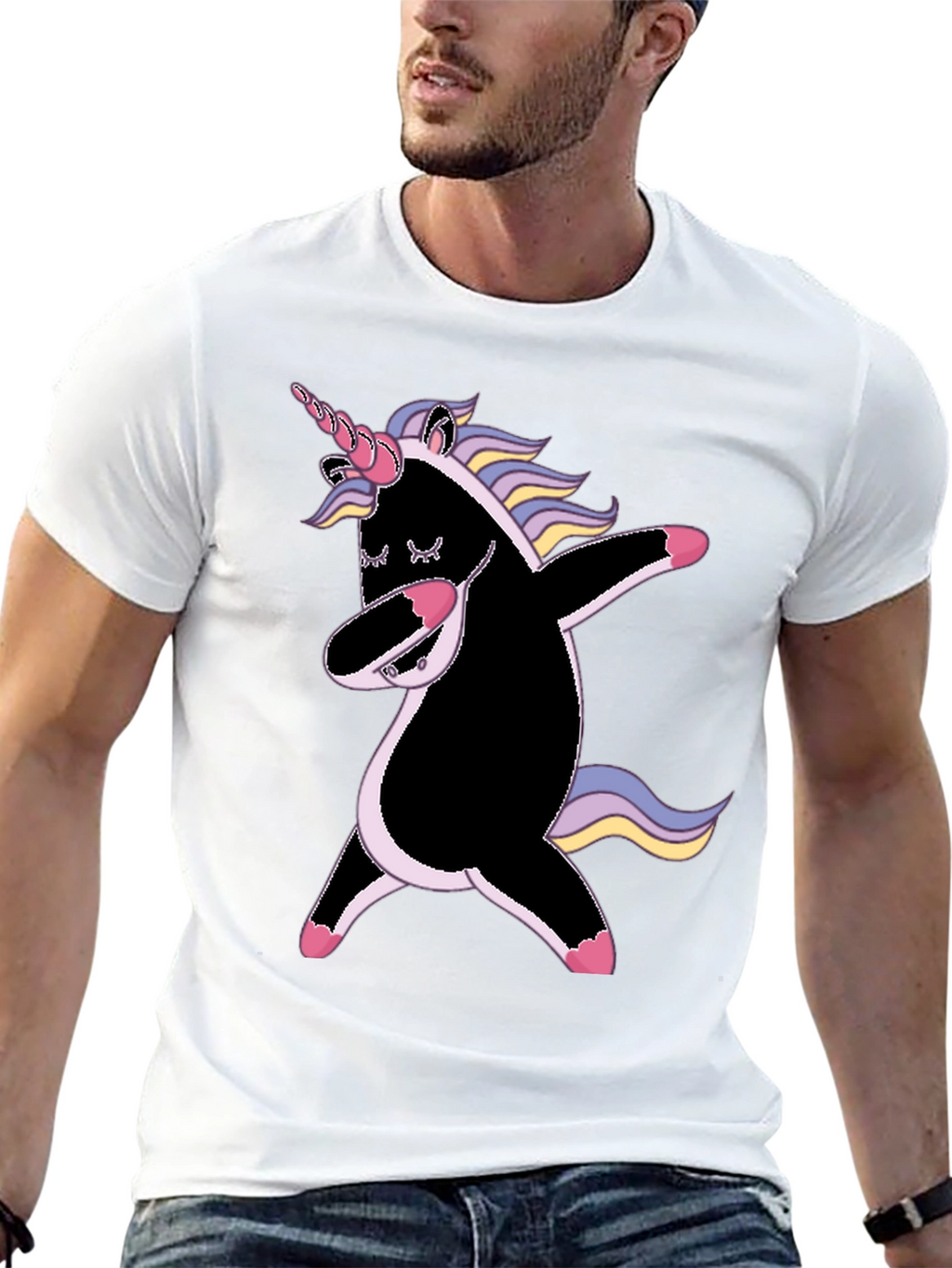 Dabbing Unicorn Graphic Tee - Black