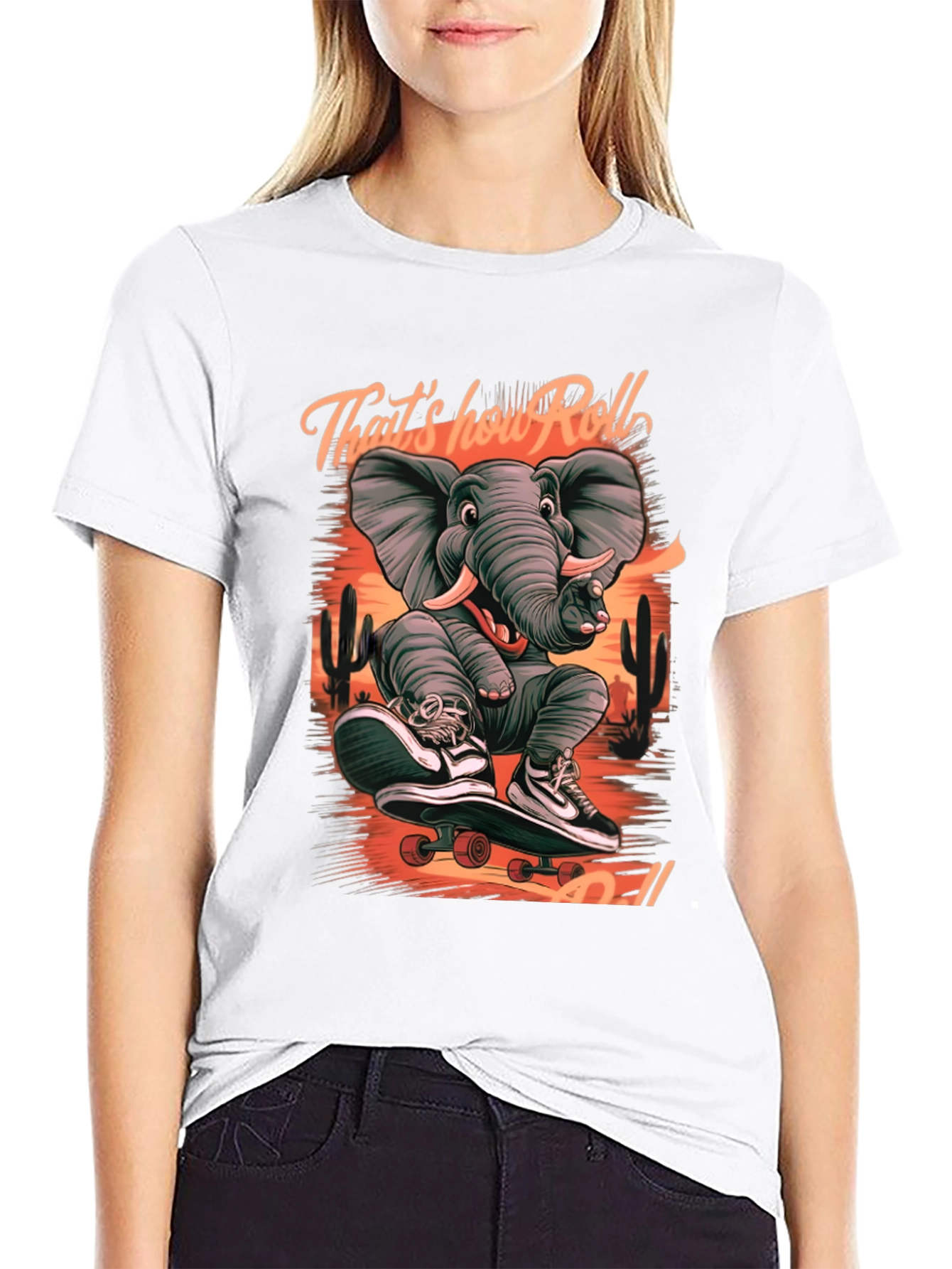 Elephant Skateboard T-Shirt: Thats How We Roll!
