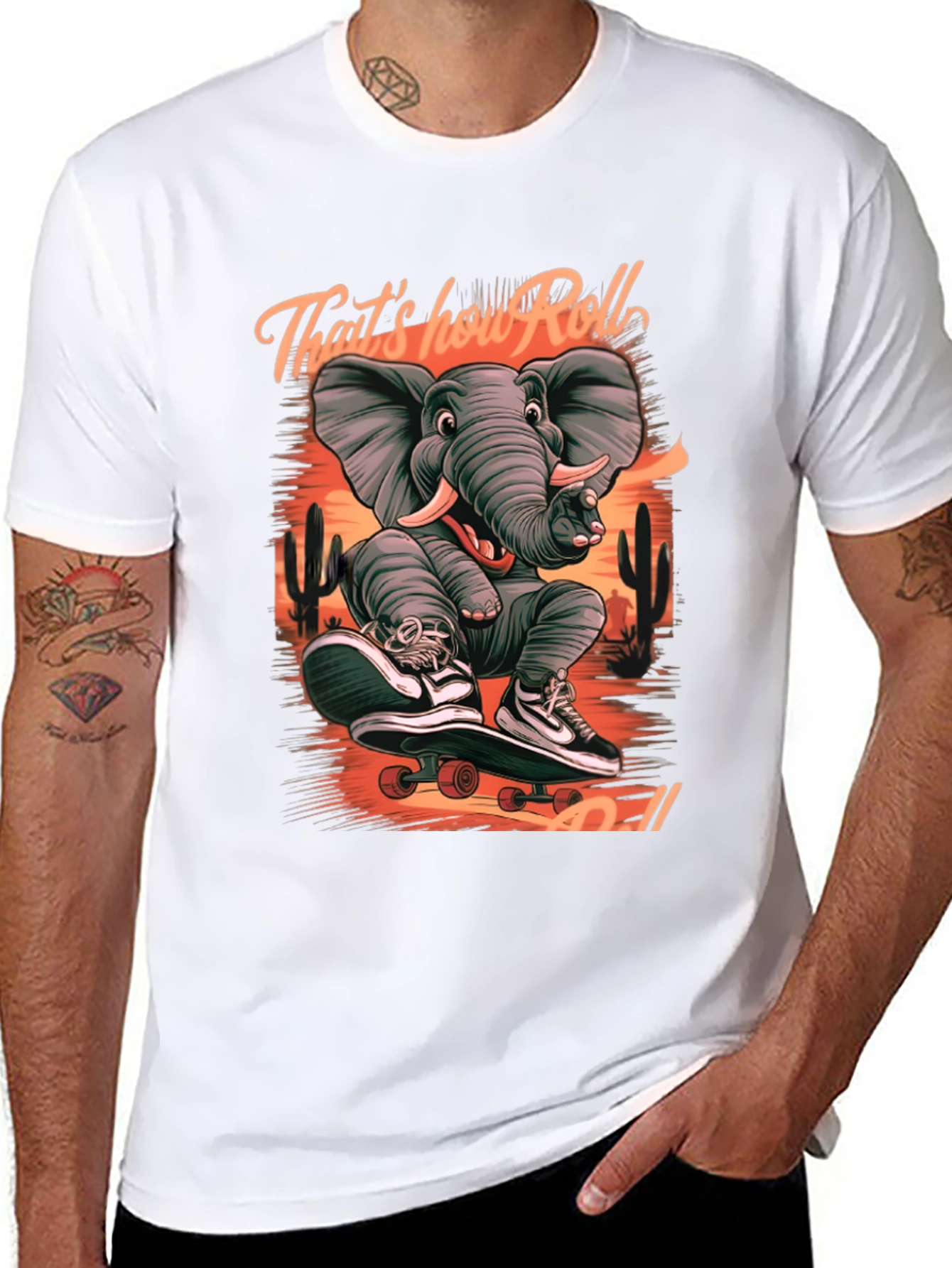 Elephant Skateboard T-Shirt: Thats How We Roll!