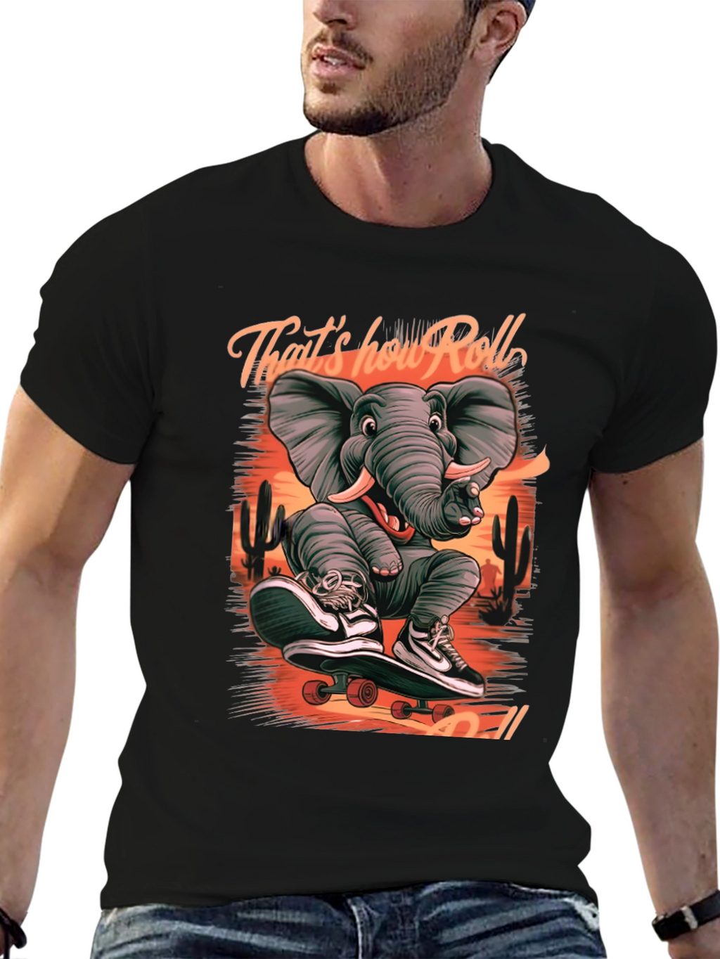 Elephant Skateboard T-Shirt: Thats How We Roll!