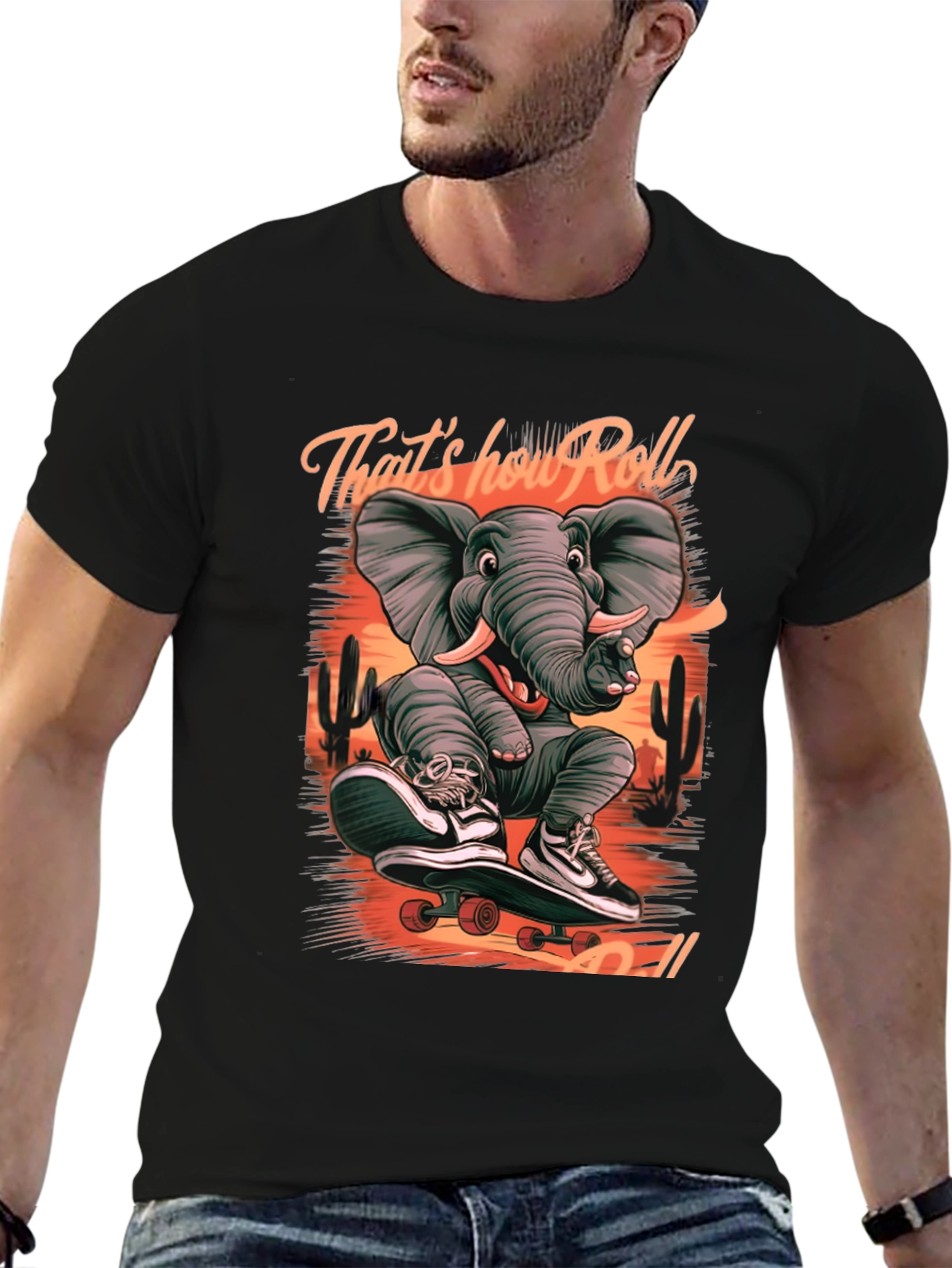 Elephant Skateboard T-Shirt: Thats How We Roll!