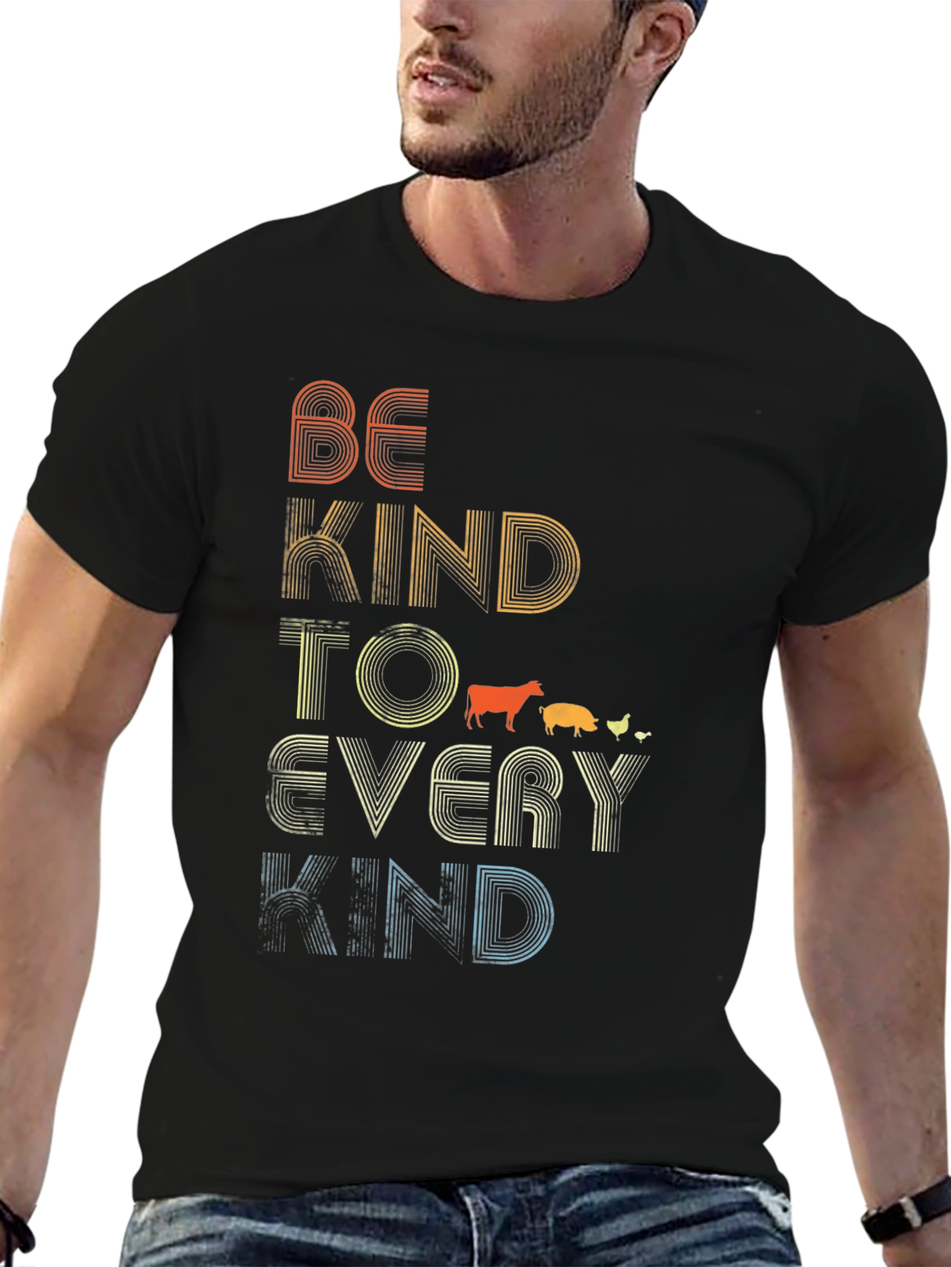 Be Kind to Every Kind Black Graphic T-Shirt