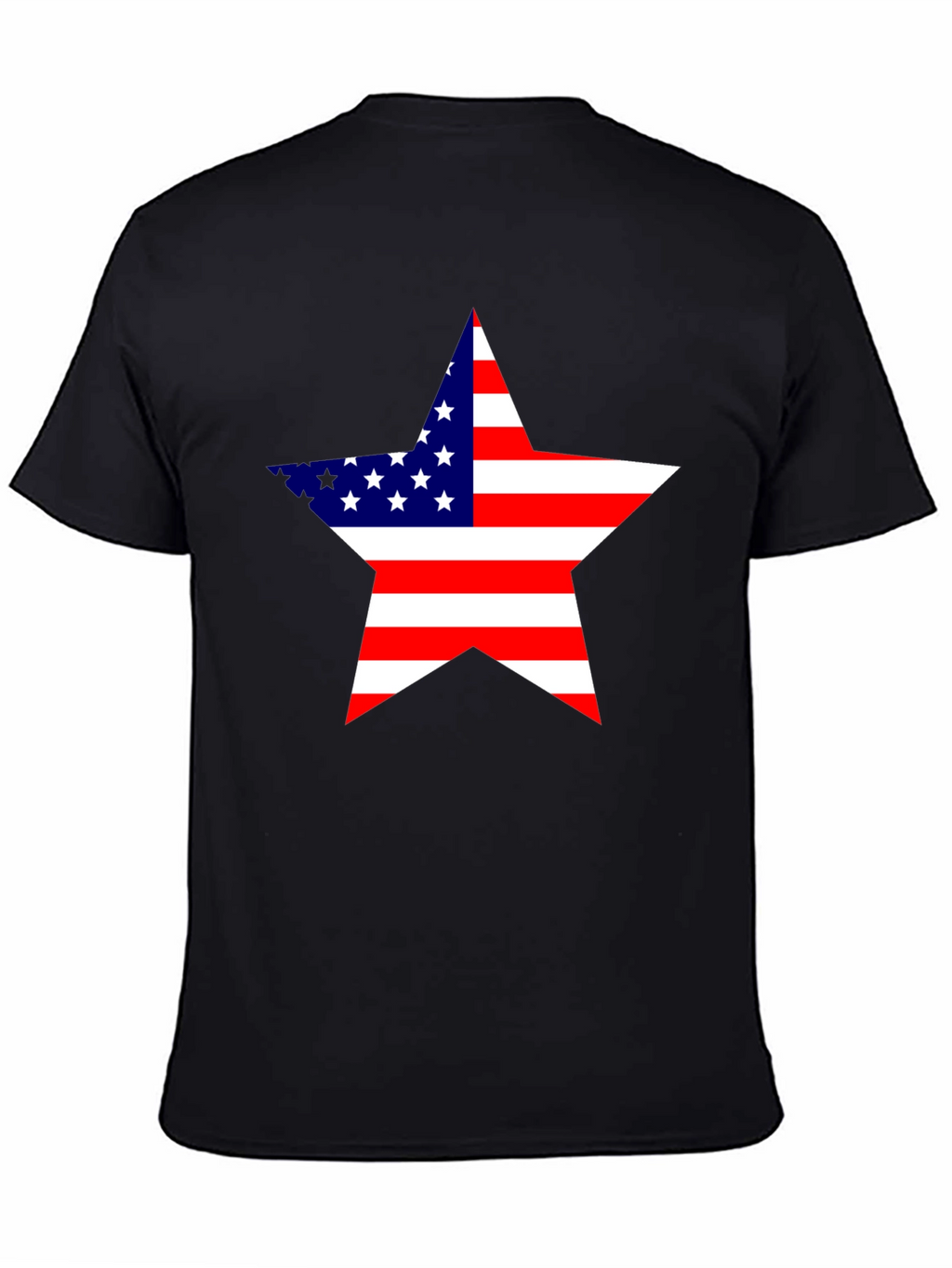 USA Flag Star Graphic Black T-Shirt
