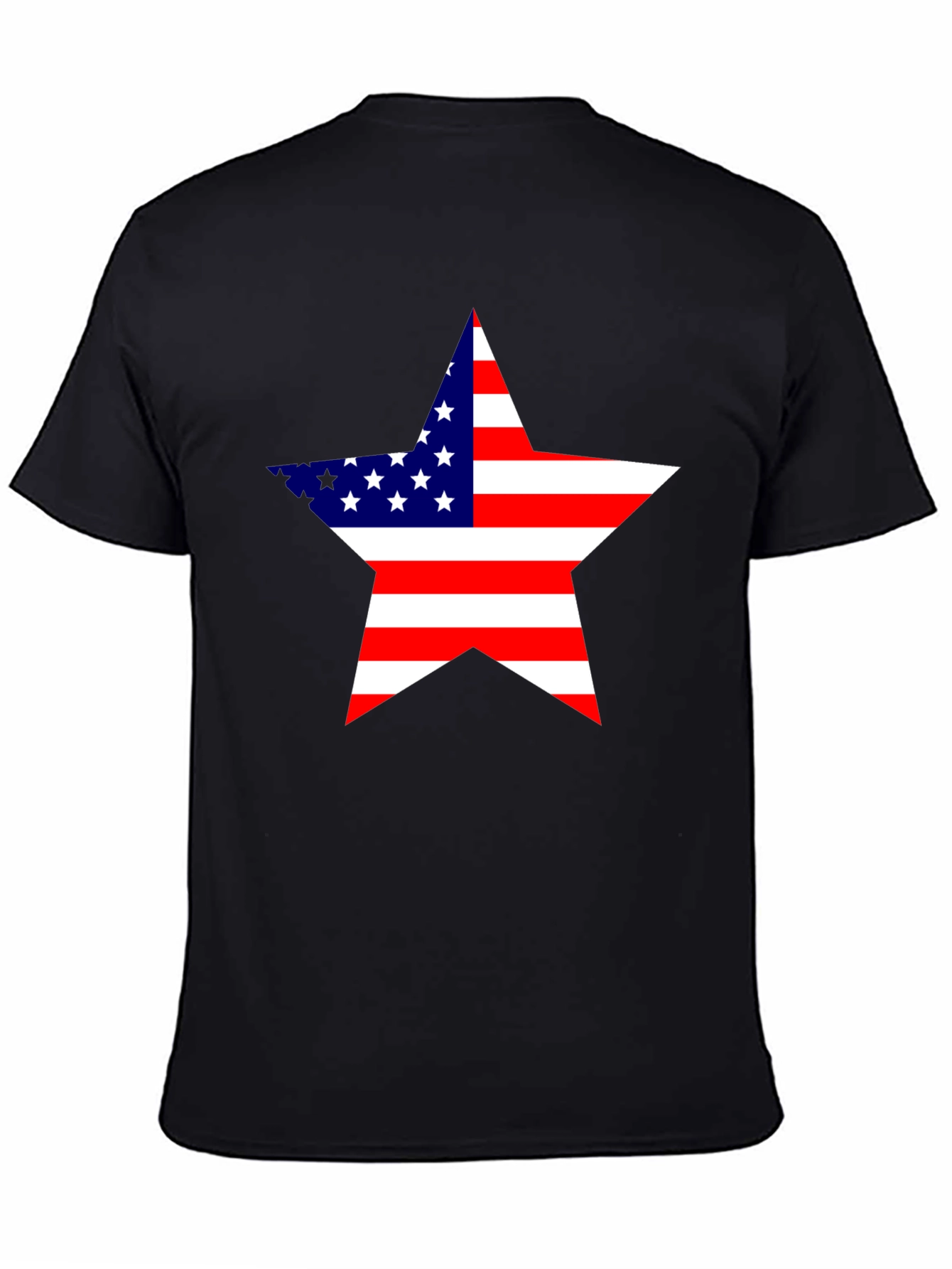 USA Flag Star Graphic Black T-Shirt