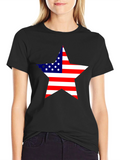 USA Flag Star Graphic Black T-Shirt