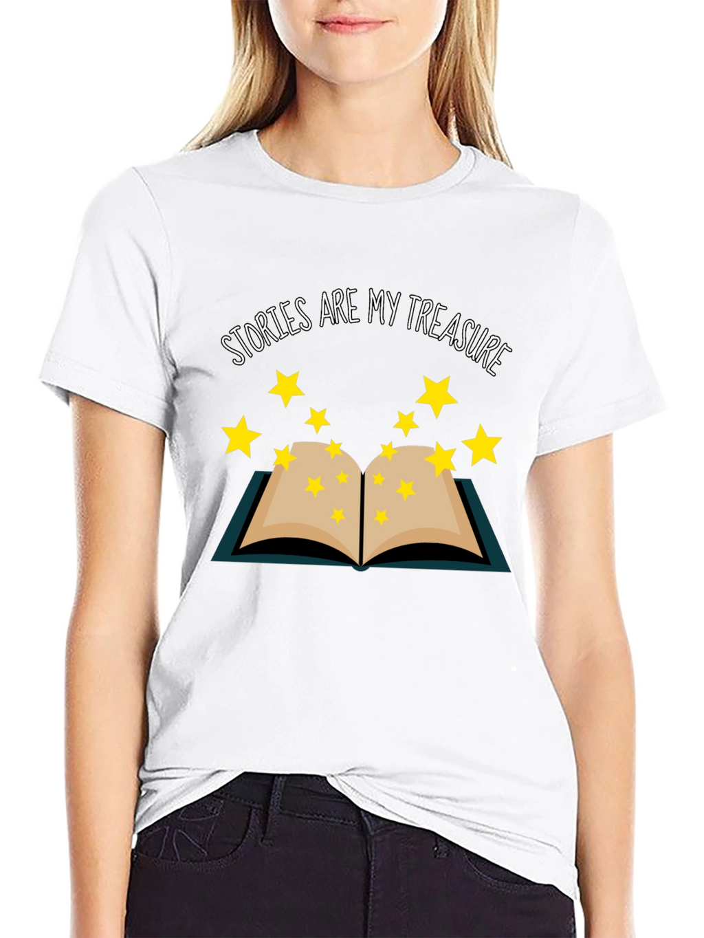 Stories Are My Treasure Black T-Shirt Book Lover