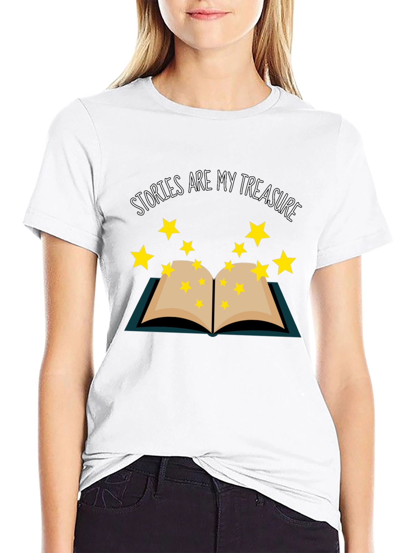 Stories Are My Treasure Black T-Shirt Book Lover
