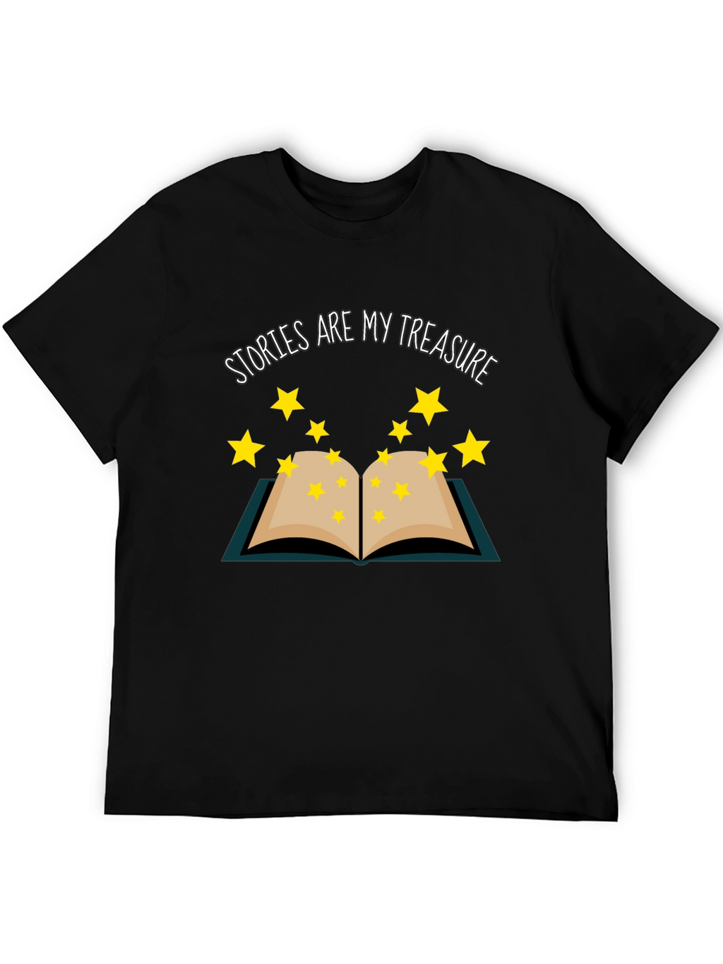 Stories Are My Treasure Black T-Shirt Book Lover