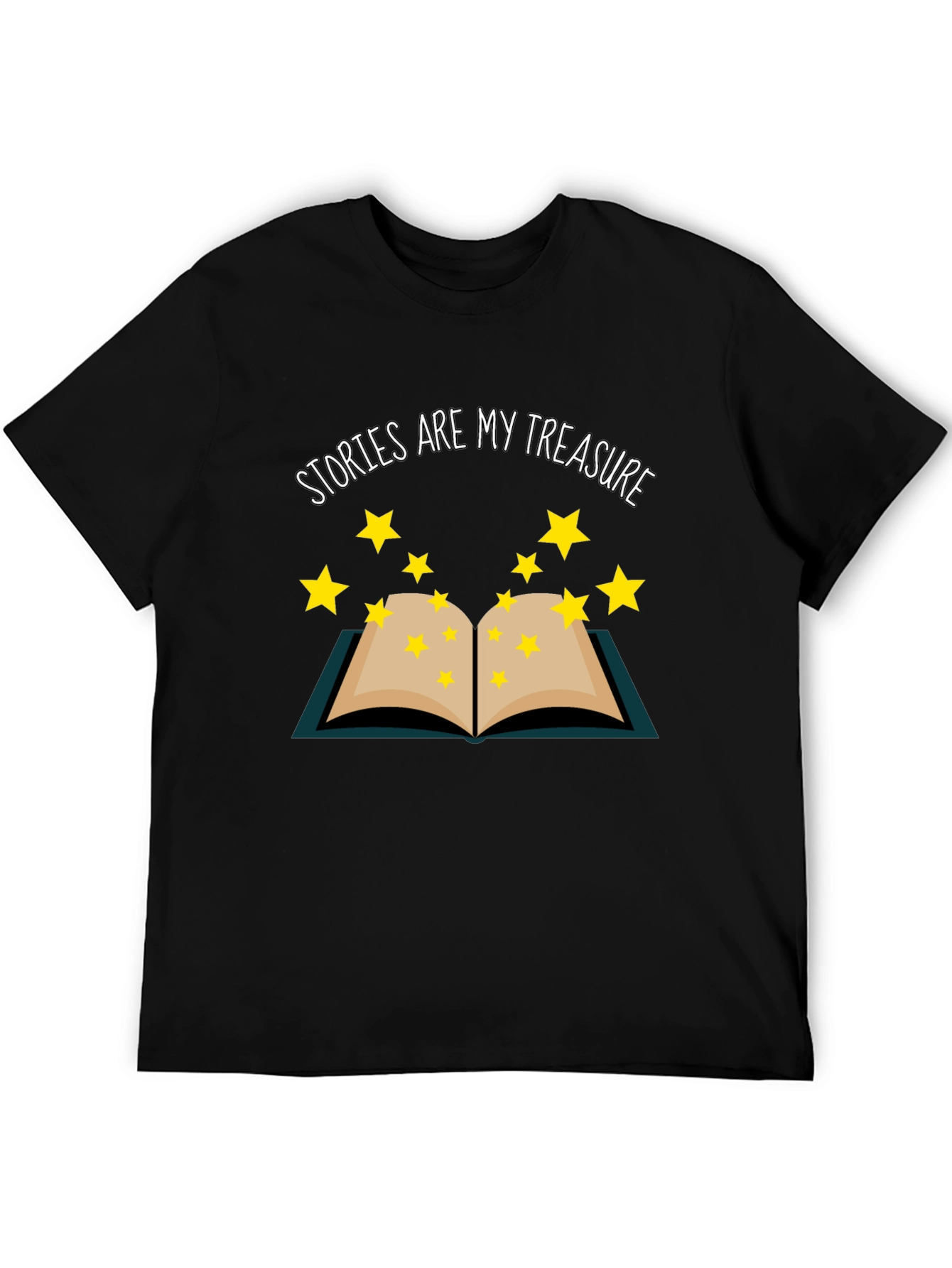Stories Are My Treasure Black T-Shirt Book Lover