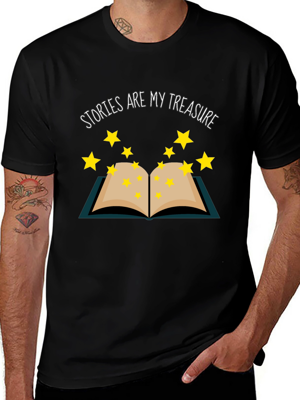 Stories Are My Treasure Black T-Shirt Book Lover