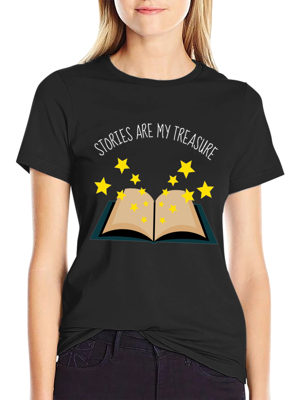 Stories Are My Treasure Black T-Shirt Book Lover