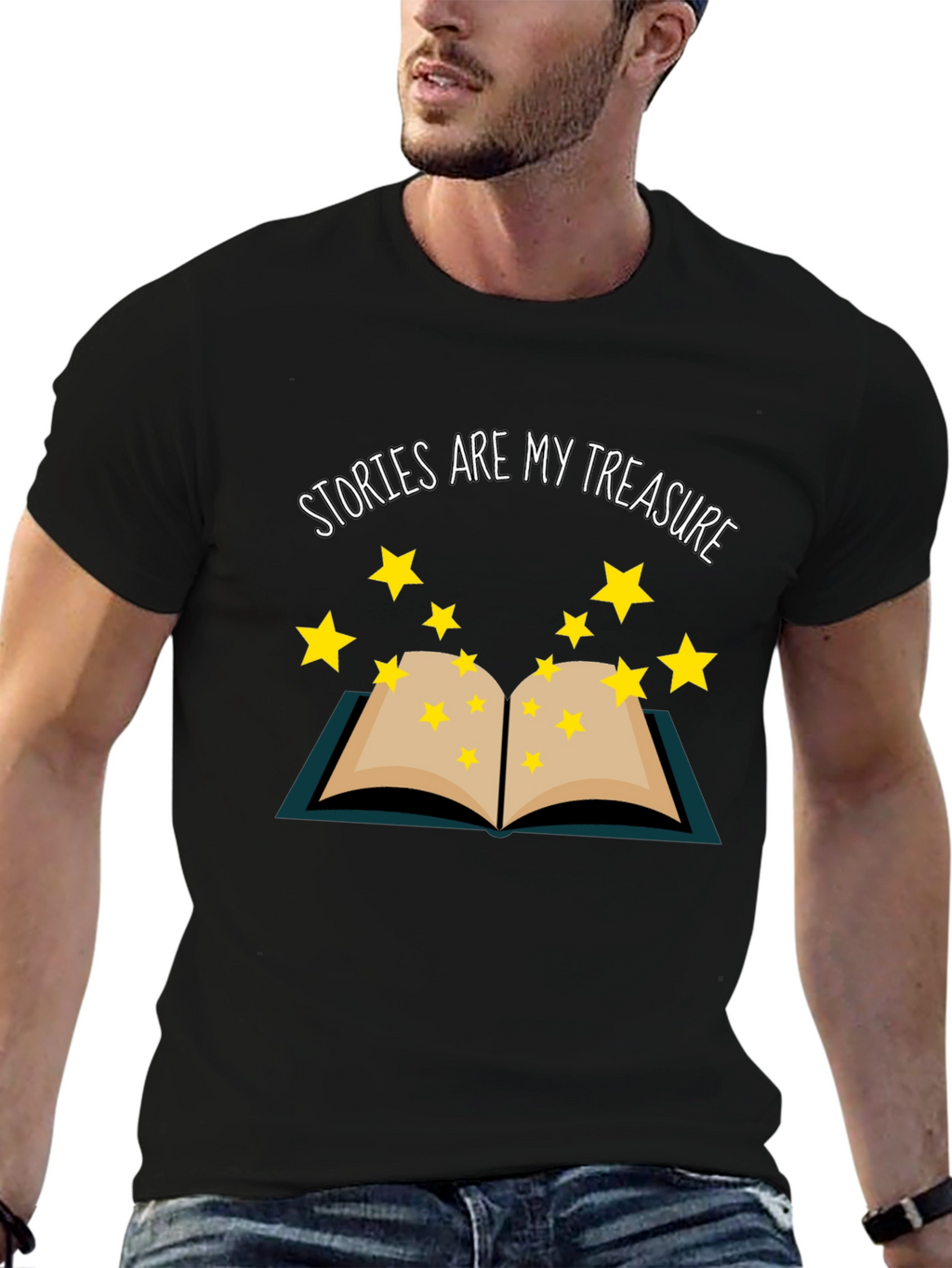 Stories Are My Treasure Black T-Shirt Book Lover