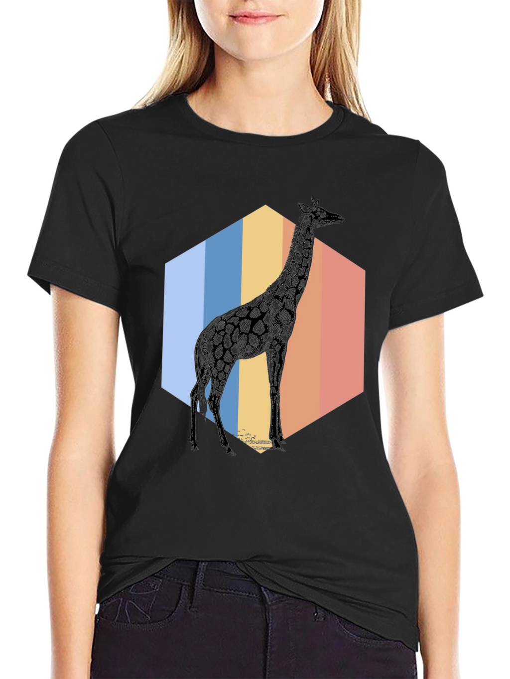 Giraffe Hexagon T-Shirt - Cool Animal Graphic Tee