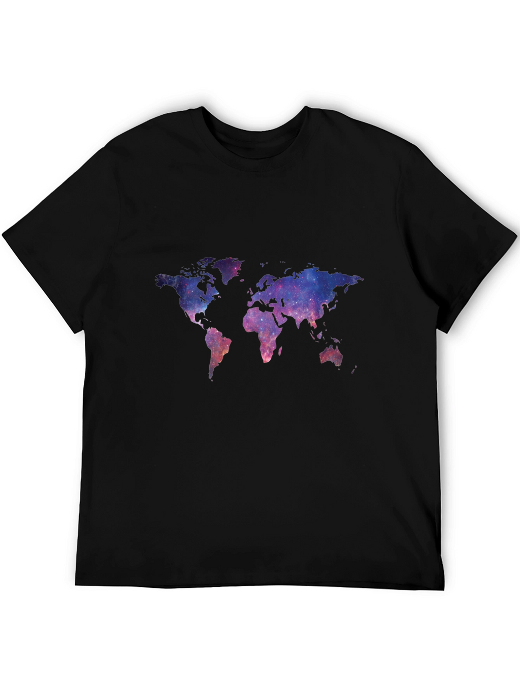 Galaxy World Map Black T-Shirt
