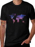 Galaxy World Map Black T-Shirt