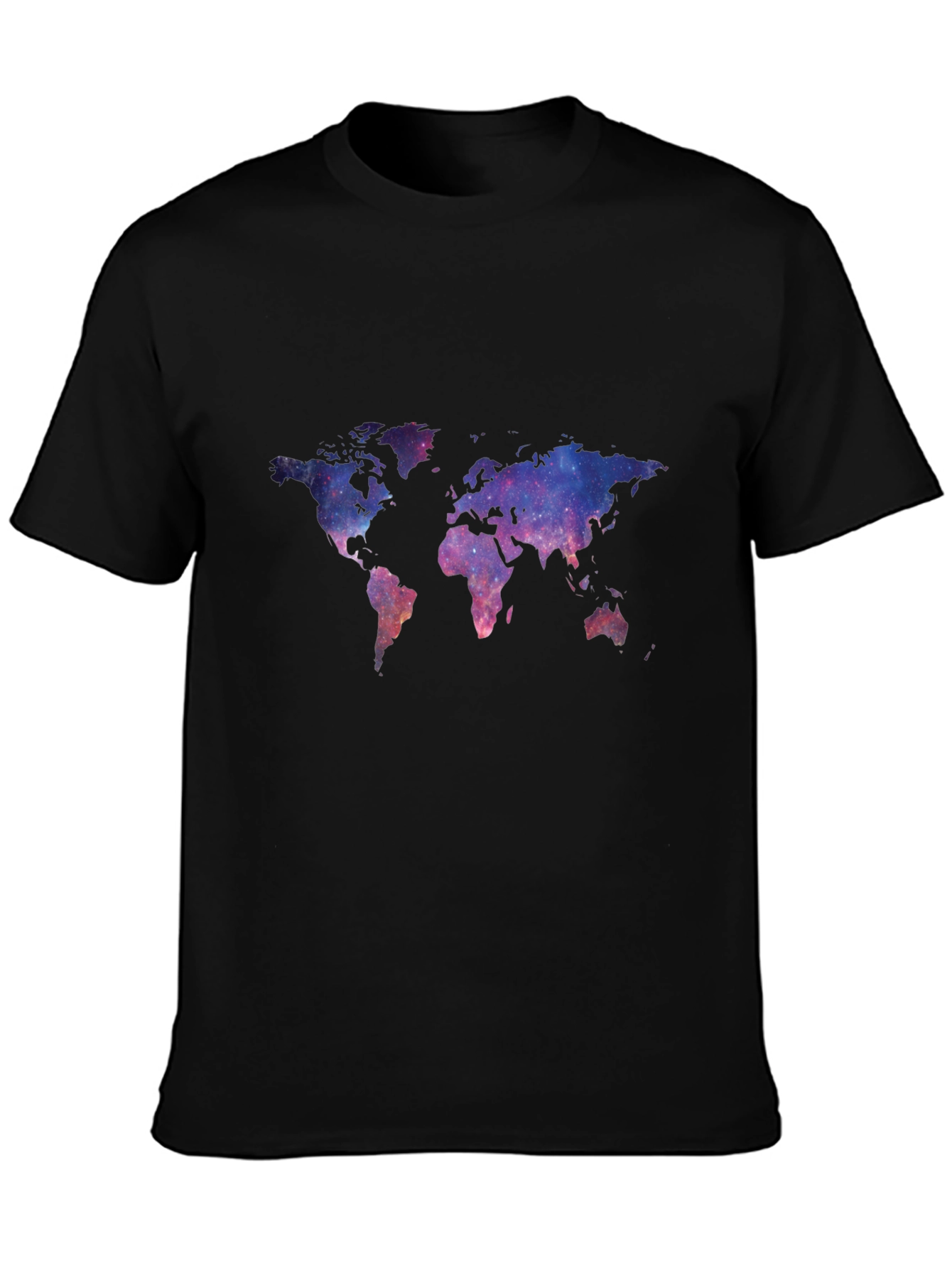 Galaxy World Map Black T-Shirt