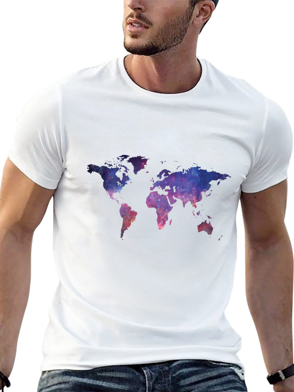 Galaxy World Map Black T-Shirt